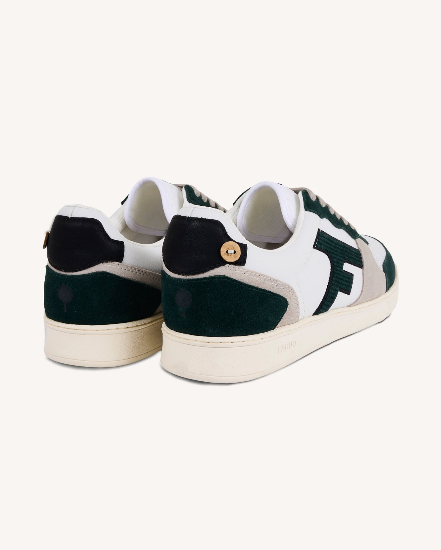 Baskets blanches & vert foncé cuir - HAZEL