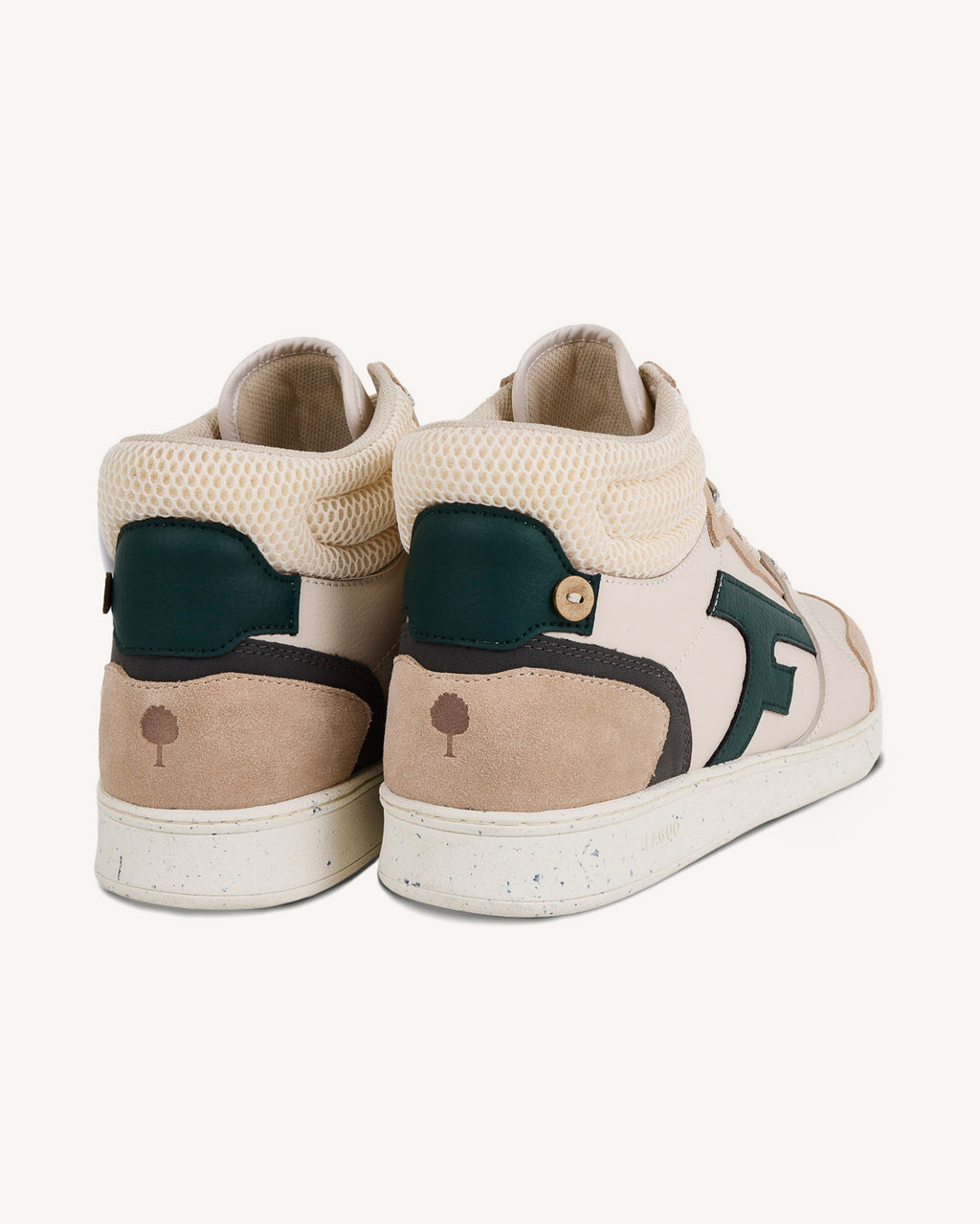 Baskets montantes crème & vert clair cuir - HAZEL MID