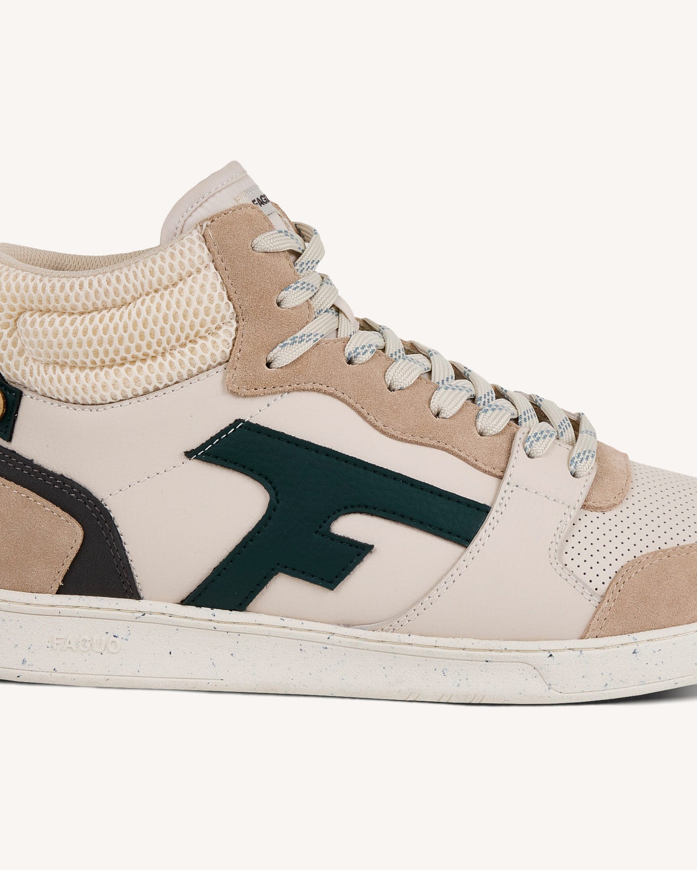 Baskets montantes crème & vert clair cuir - HAZEL MID
