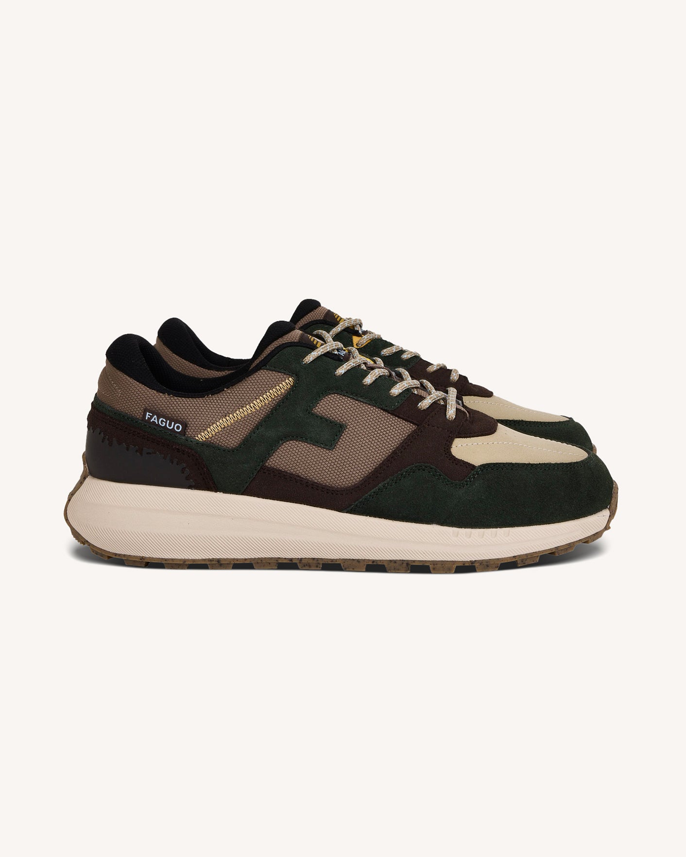 Dark green & taupe suede trainers - LIMWOOD