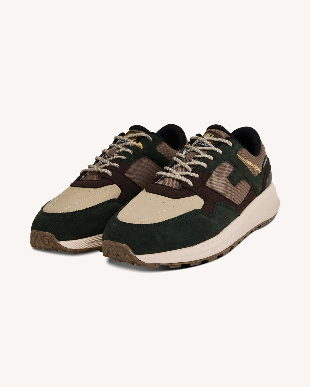 Dark green & taupe suede trainers - LIMWOOD