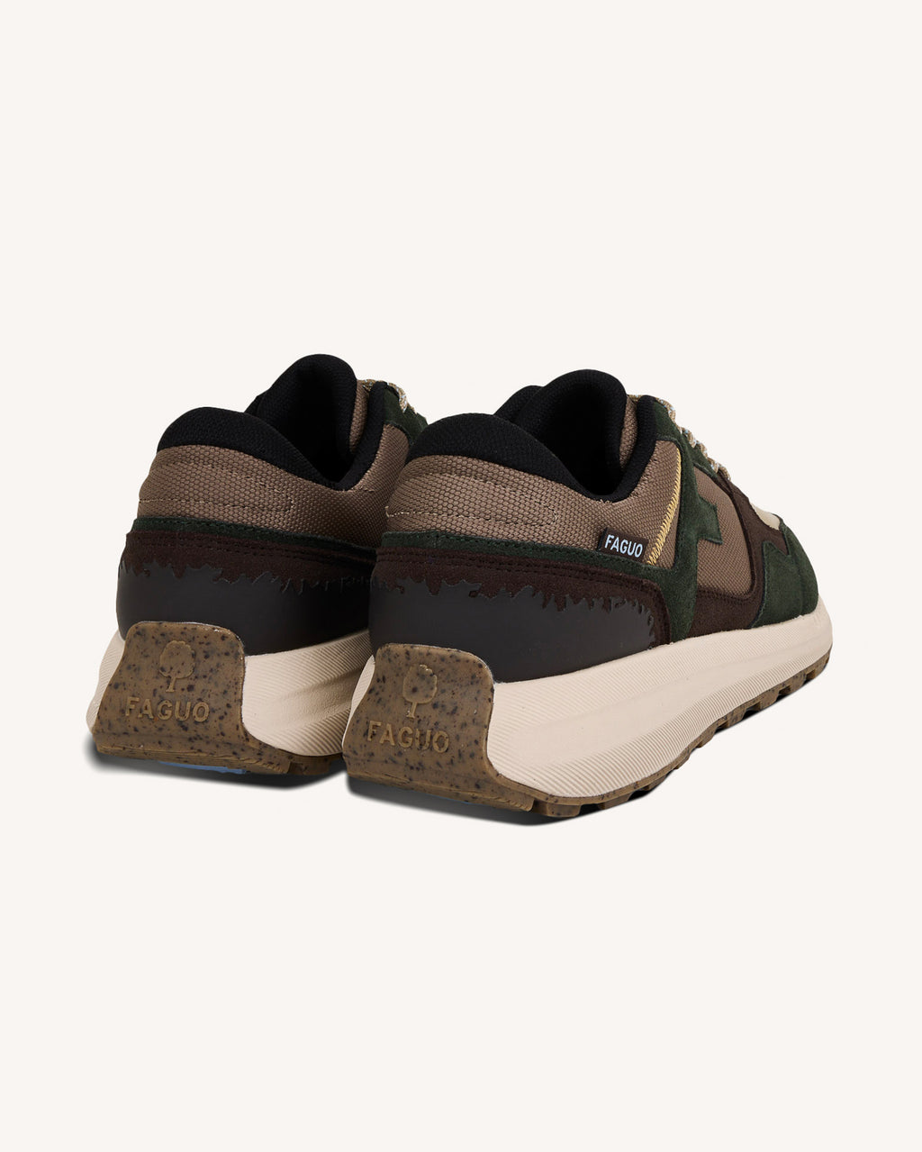 Dark green & taupe suede trainers - LIMWOOD