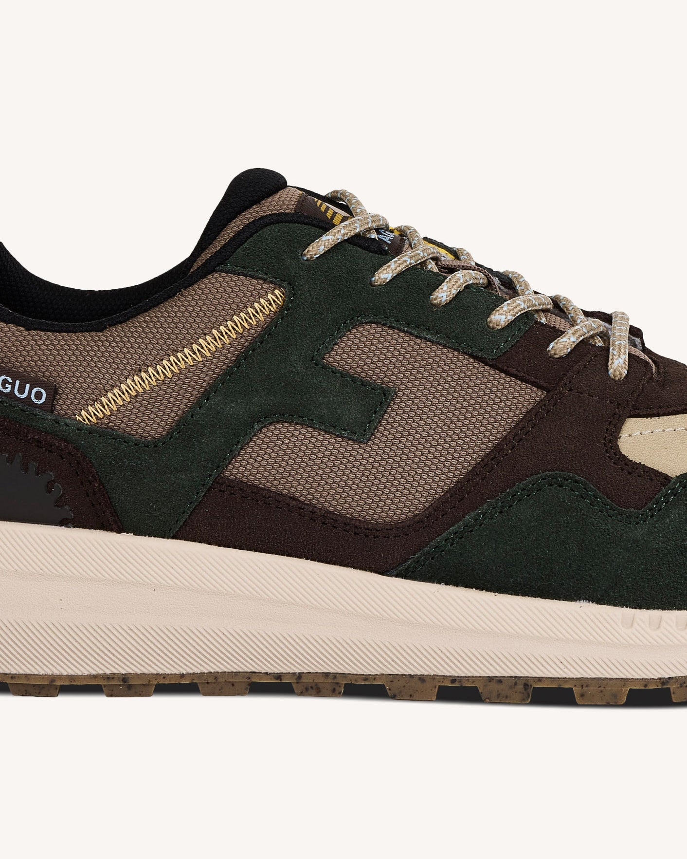 Dark green & taupe suede trainers - LIMWOOD