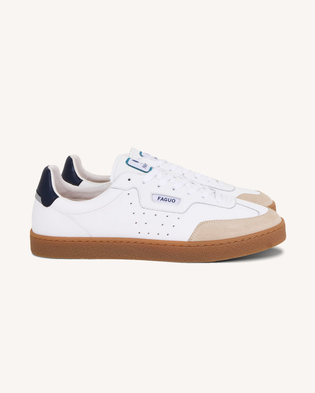 Baskets blanches & bleu foncé cuir - LUMBO