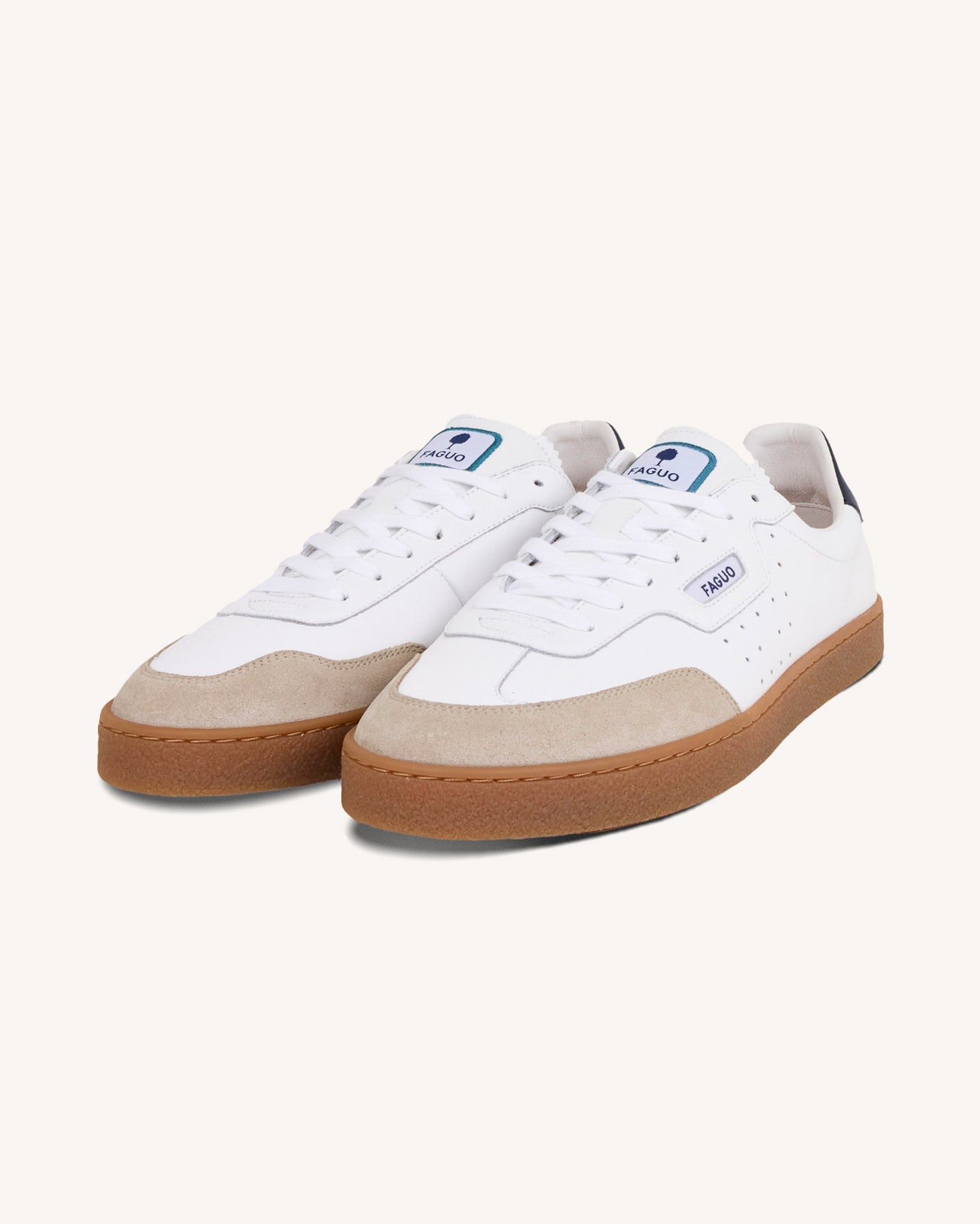 Baskets blanches & bleu foncé cuir - LUMBO