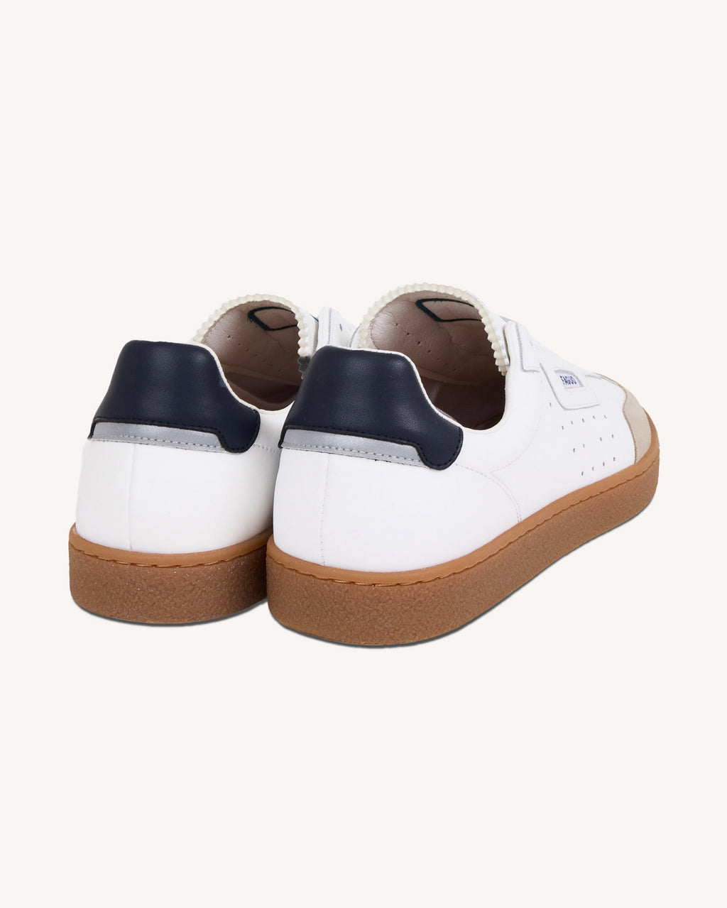 Baskets blanches & bleu foncé cuir - LUMBO