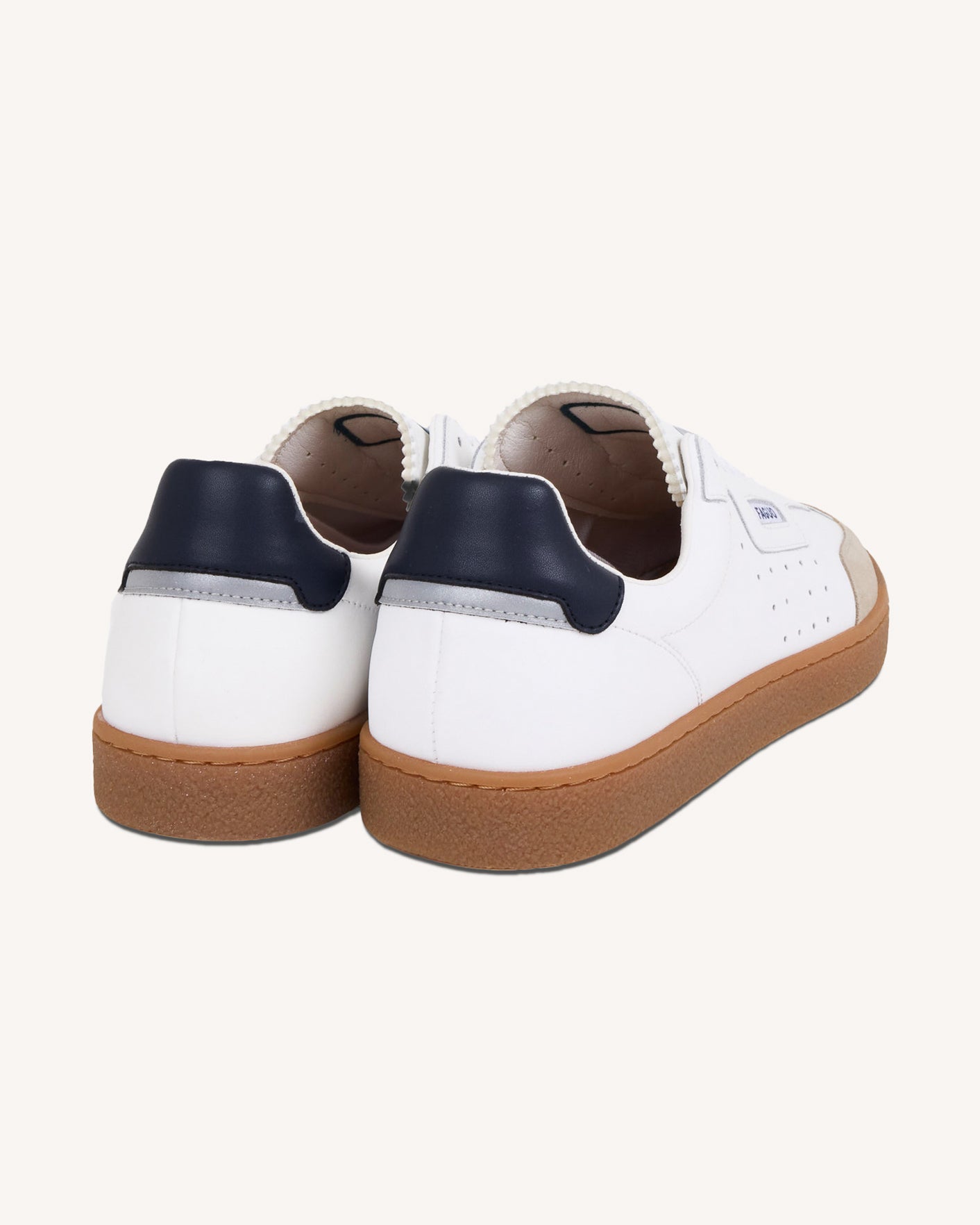 Baskets blanches & bleu foncé cuir - LUMBO