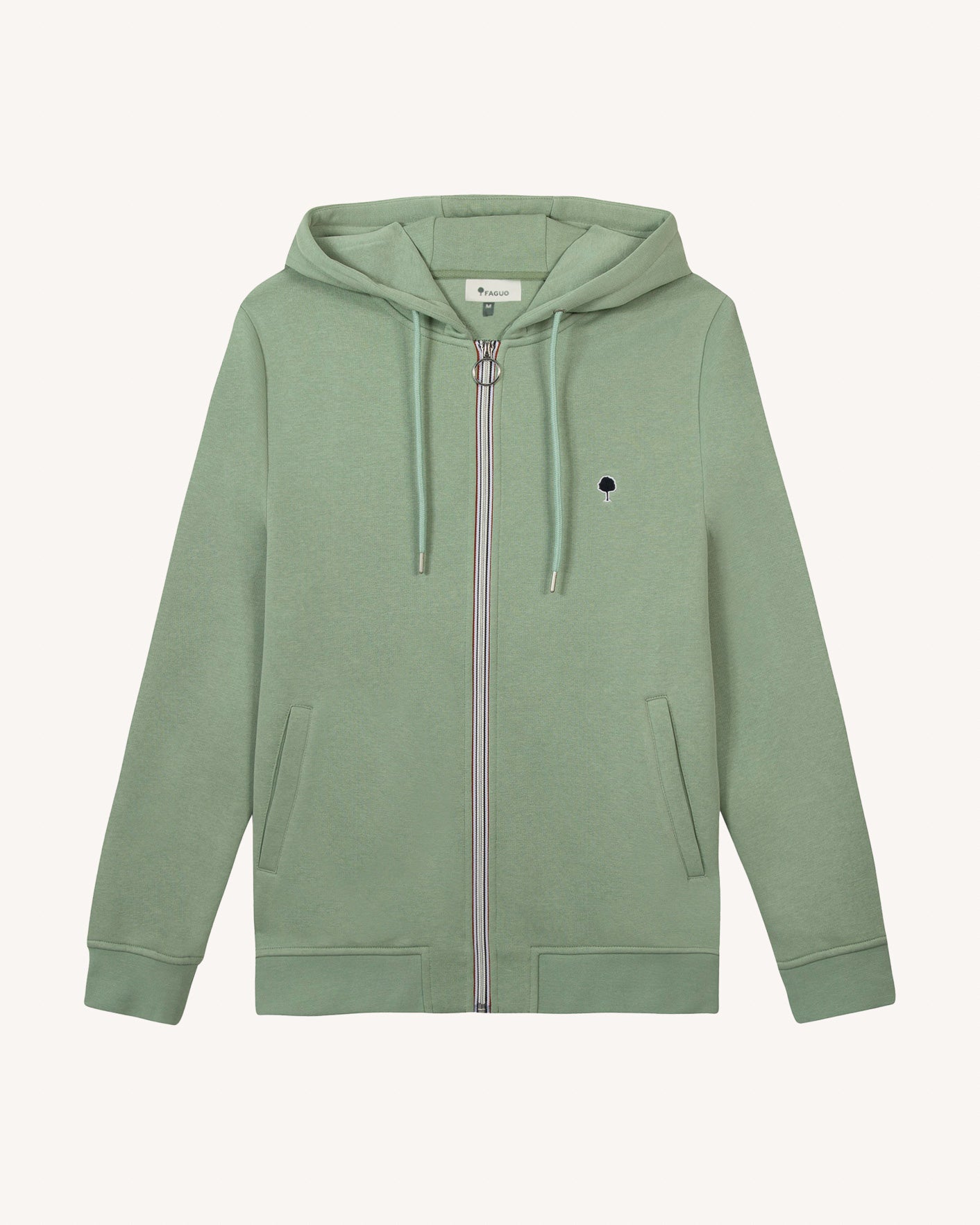 Light green zip-up sweatshirt in cotton - MESNIL
