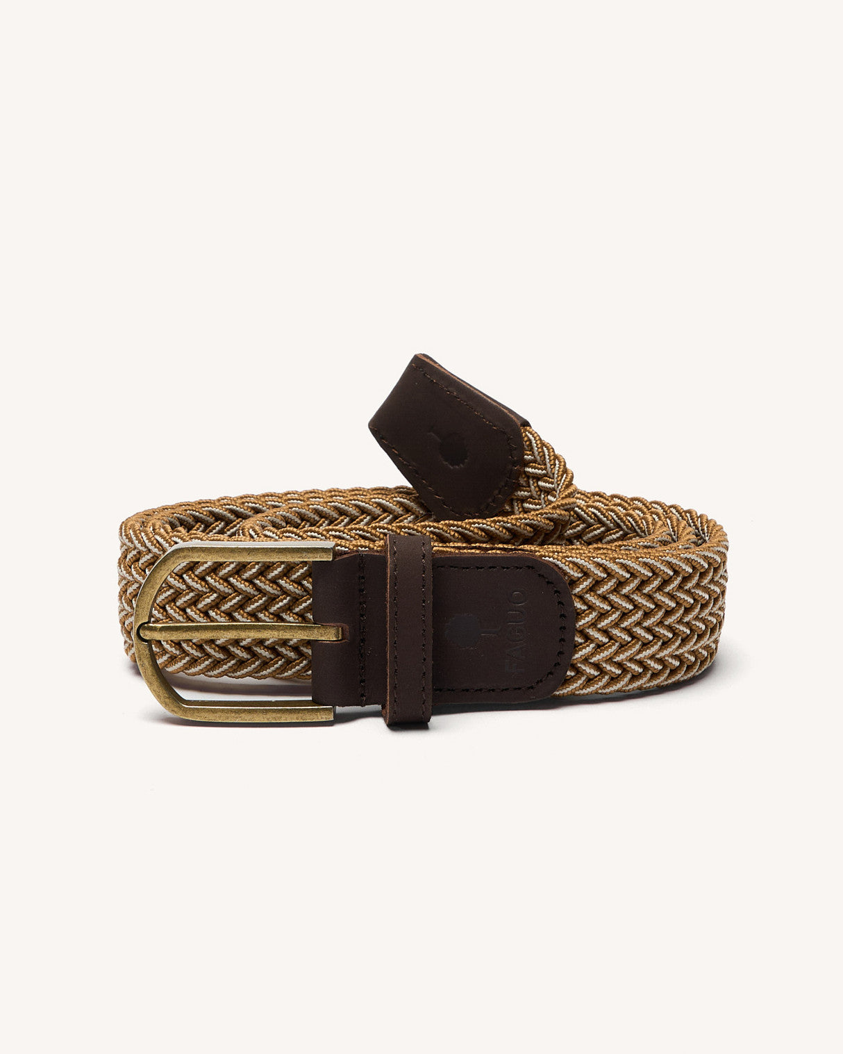 Ceinture tressee Belt Chaine et trame Camel/cream
_variant