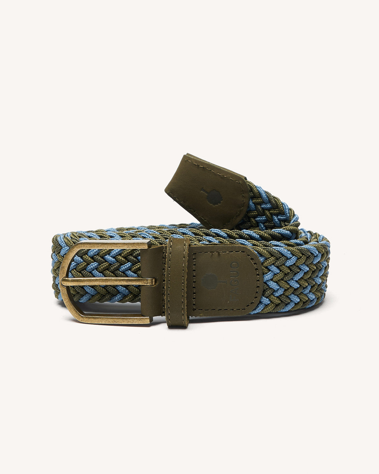 Ceinture tressee Belt Chaine et trame Kaki/blue
_variant