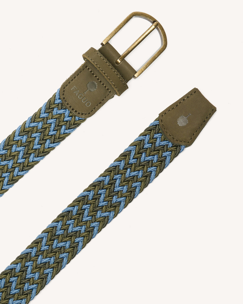 Braided belt Belt Chaine et trame Kaki/blue
