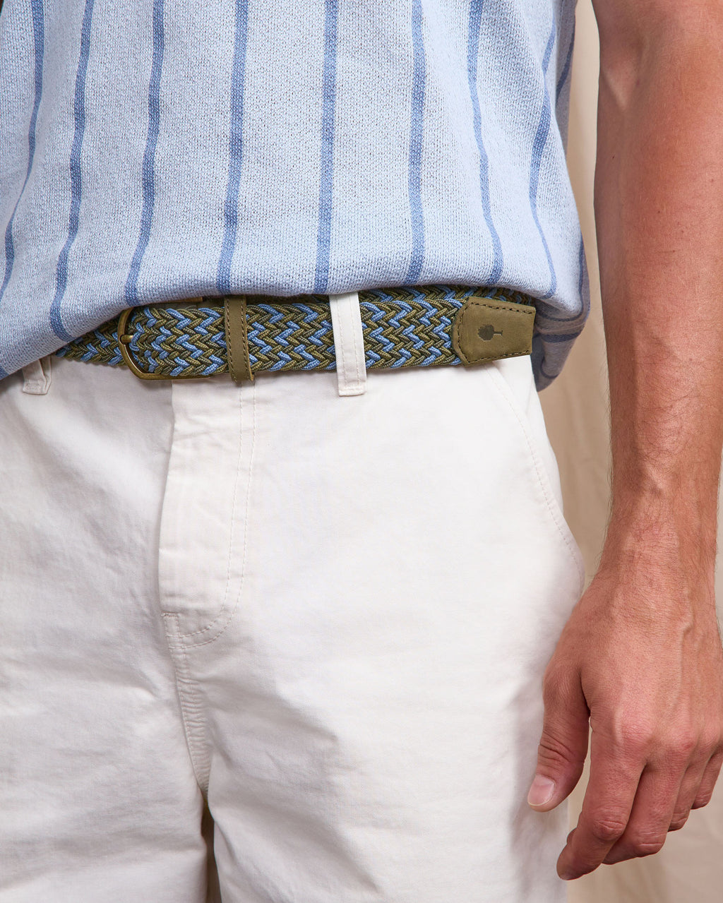 Braided belt Belt Chaine et trame Kaki/blue
