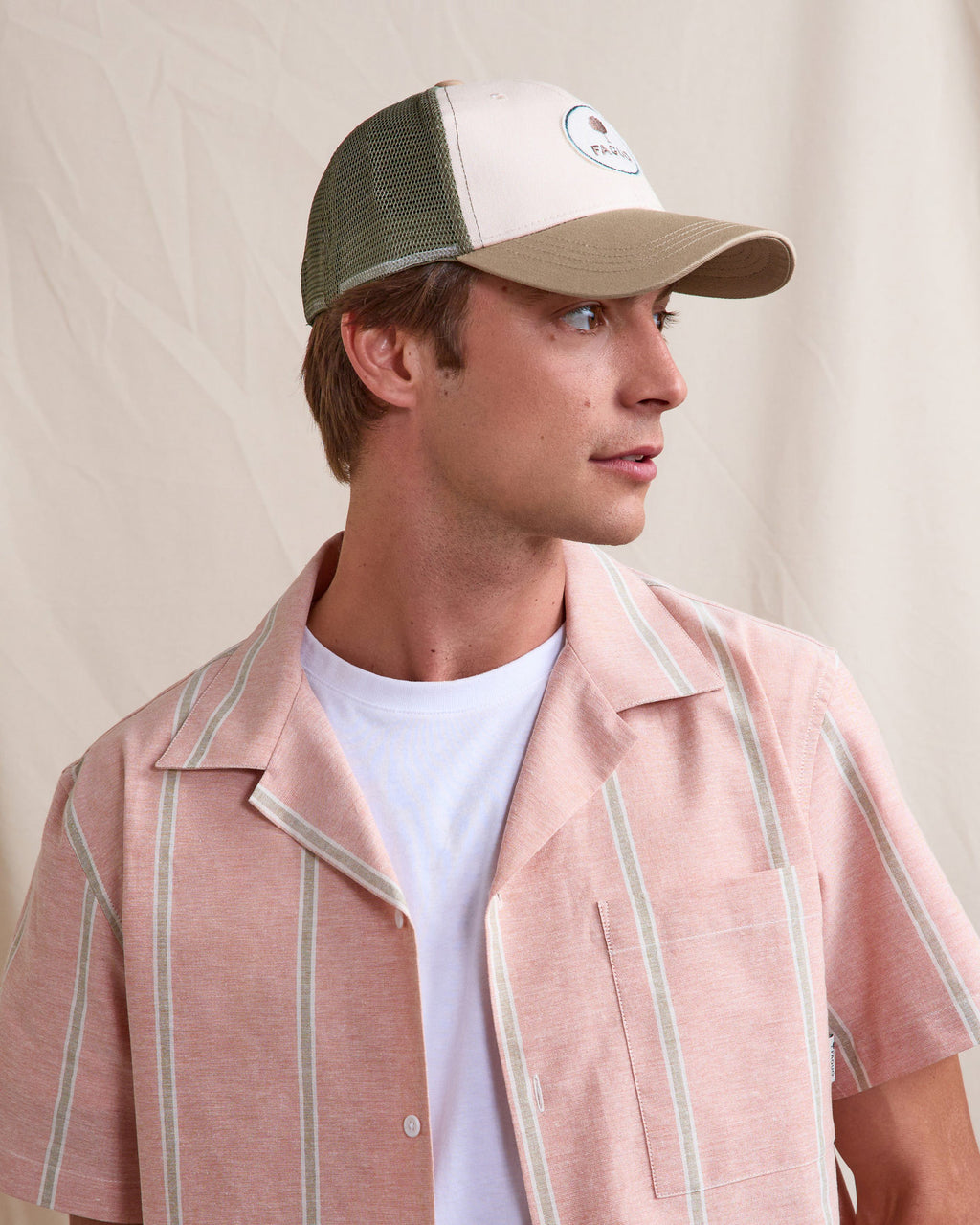 Casquette Trucker cap Chaine et trame Light beige/leaf green
