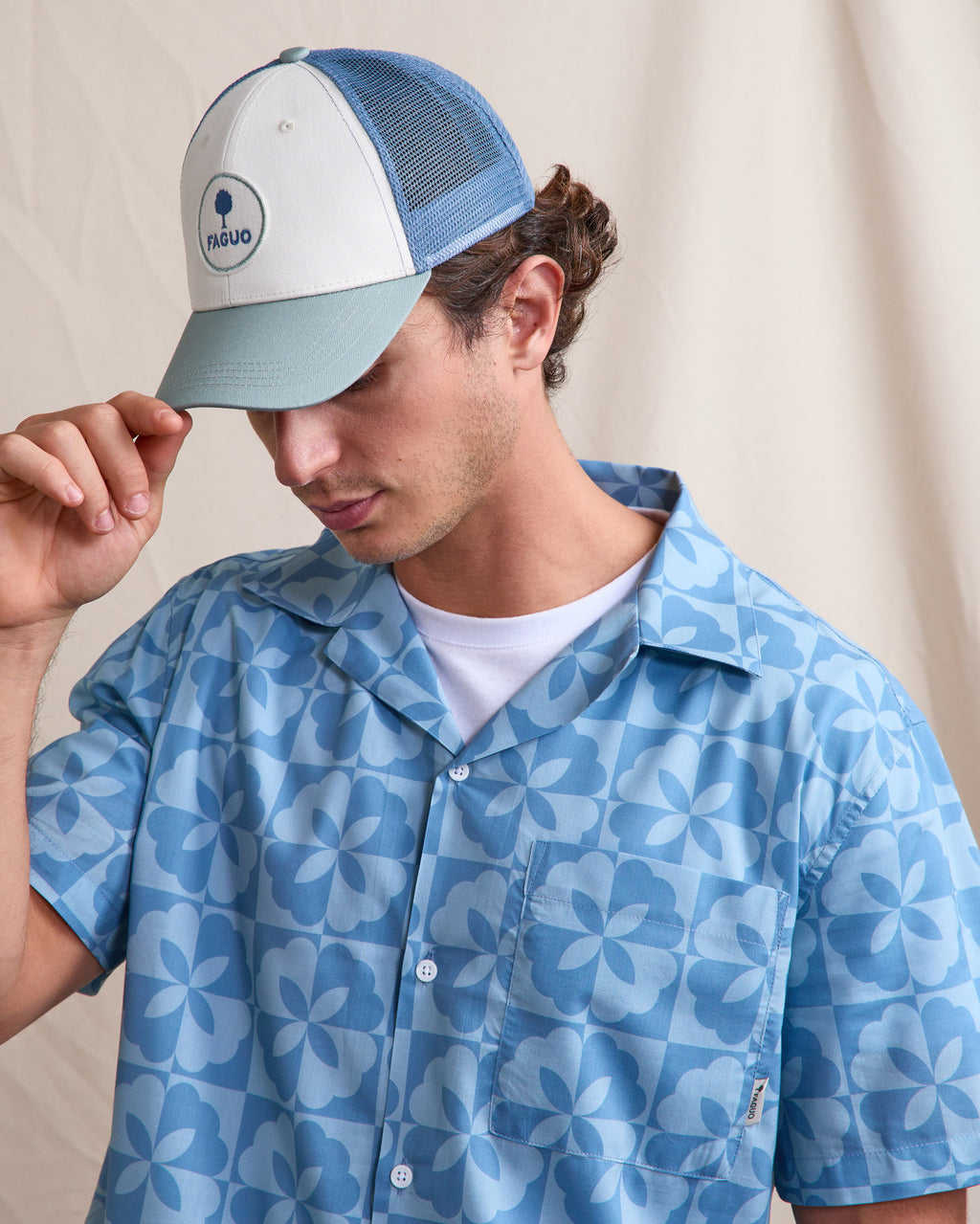 Casquette Trucker cap Chaine et trame Lichen/blue
