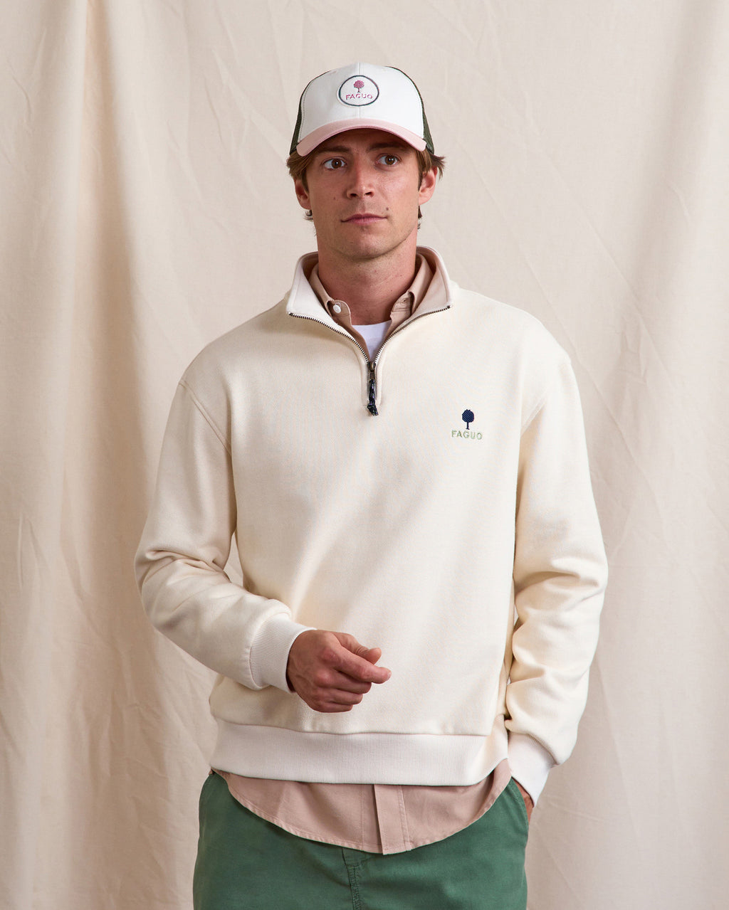 Casquette Trucker cap Chaine et trame Light pink/kaki
