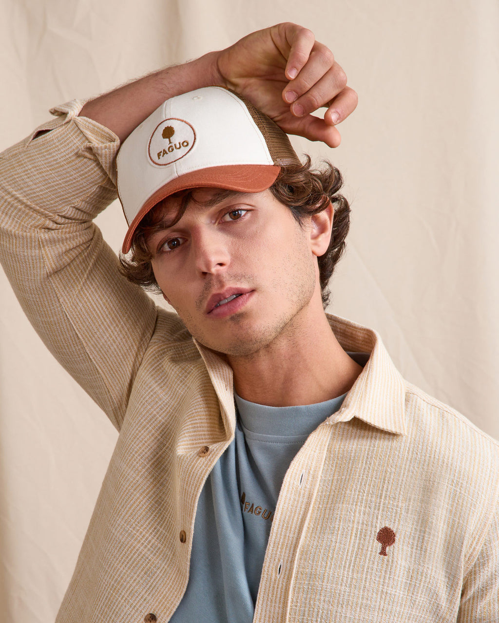 Casquette Trucker cap Chaine et trame Terracotta/camel
