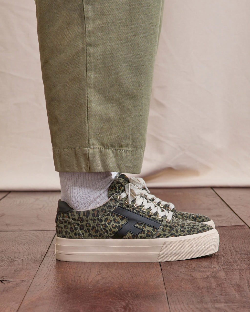 Tennis basses Walnut platform Tissu Dark kaki