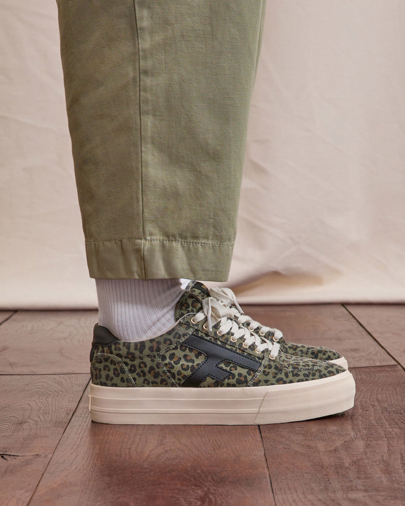 Tennis basses Walnut platform Tissu Dark kaki