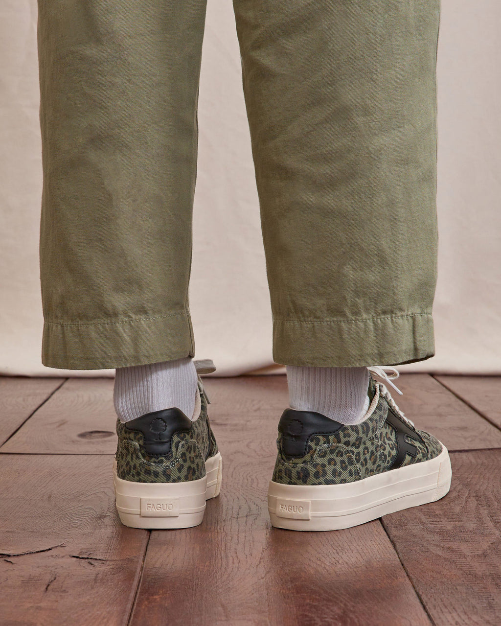 Tennis basses Walnut platform Tissu Dark kaki