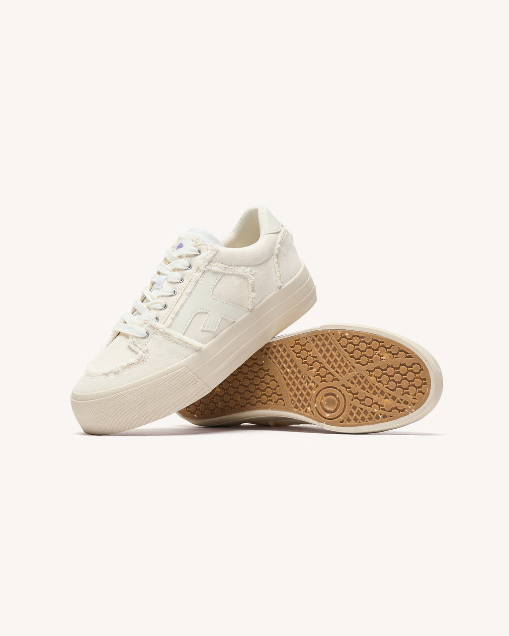 Tennis basses Walnut platform Tissu White