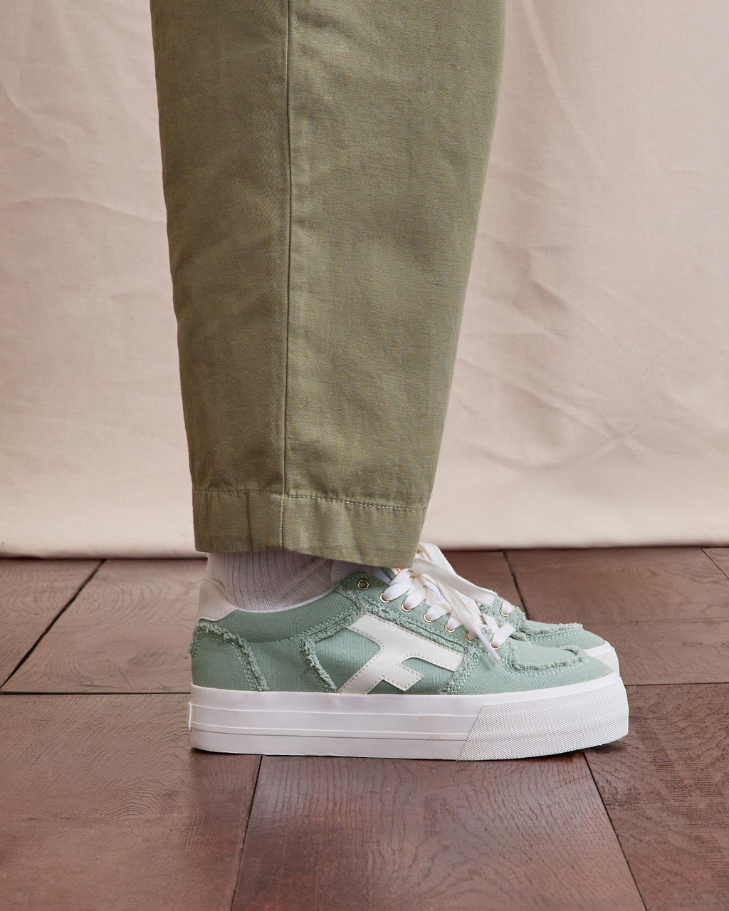Tennis basses Walnut platform Tissu Green