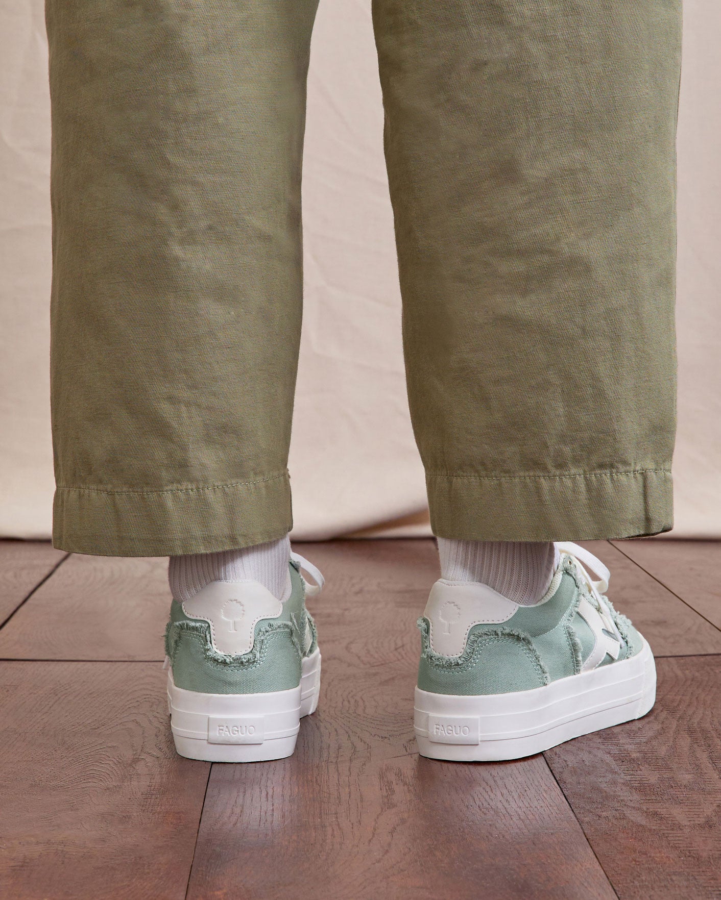 Tennis basses Walnut platform Tissu Green