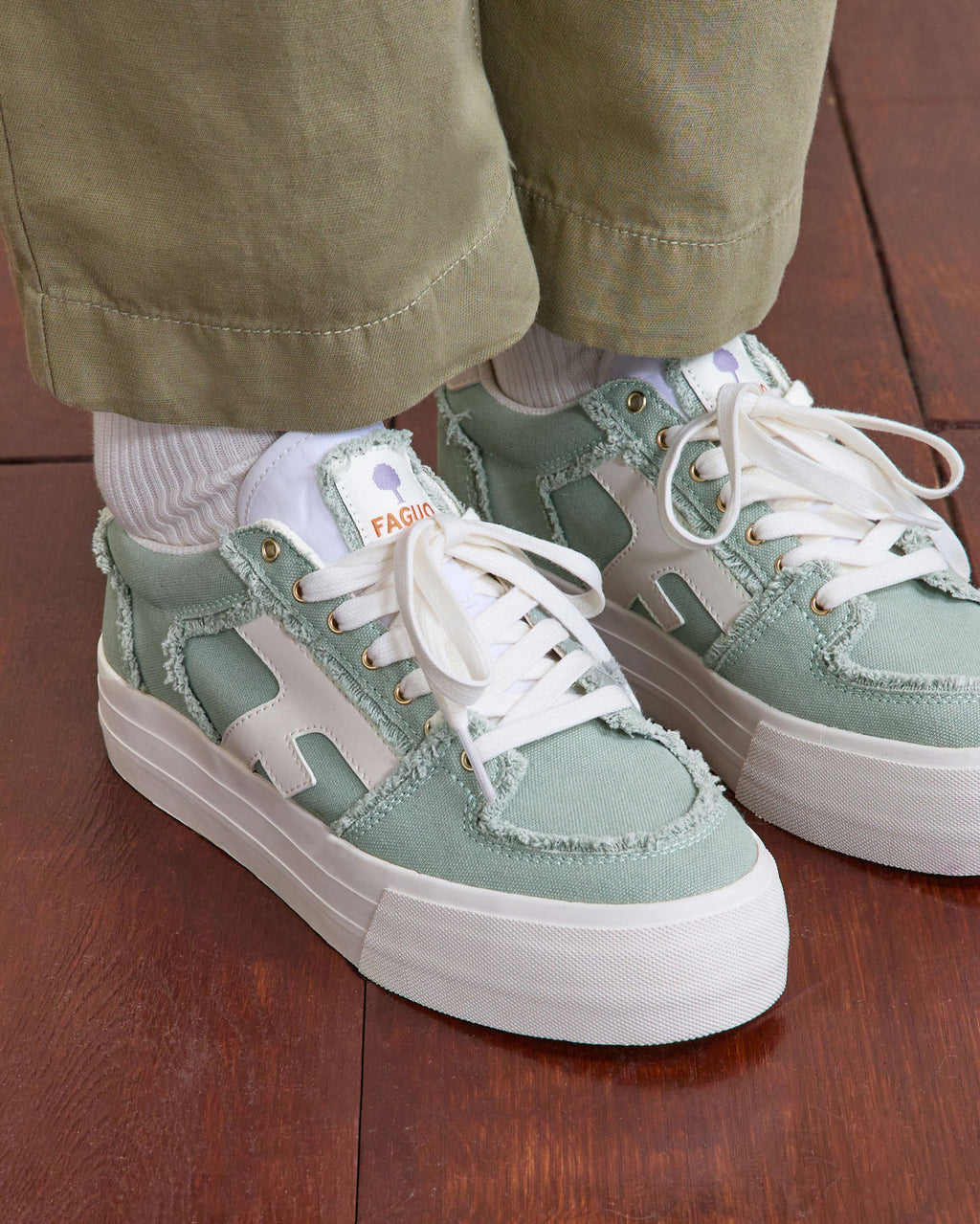 Tennis basses Walnut platform Tissu Green