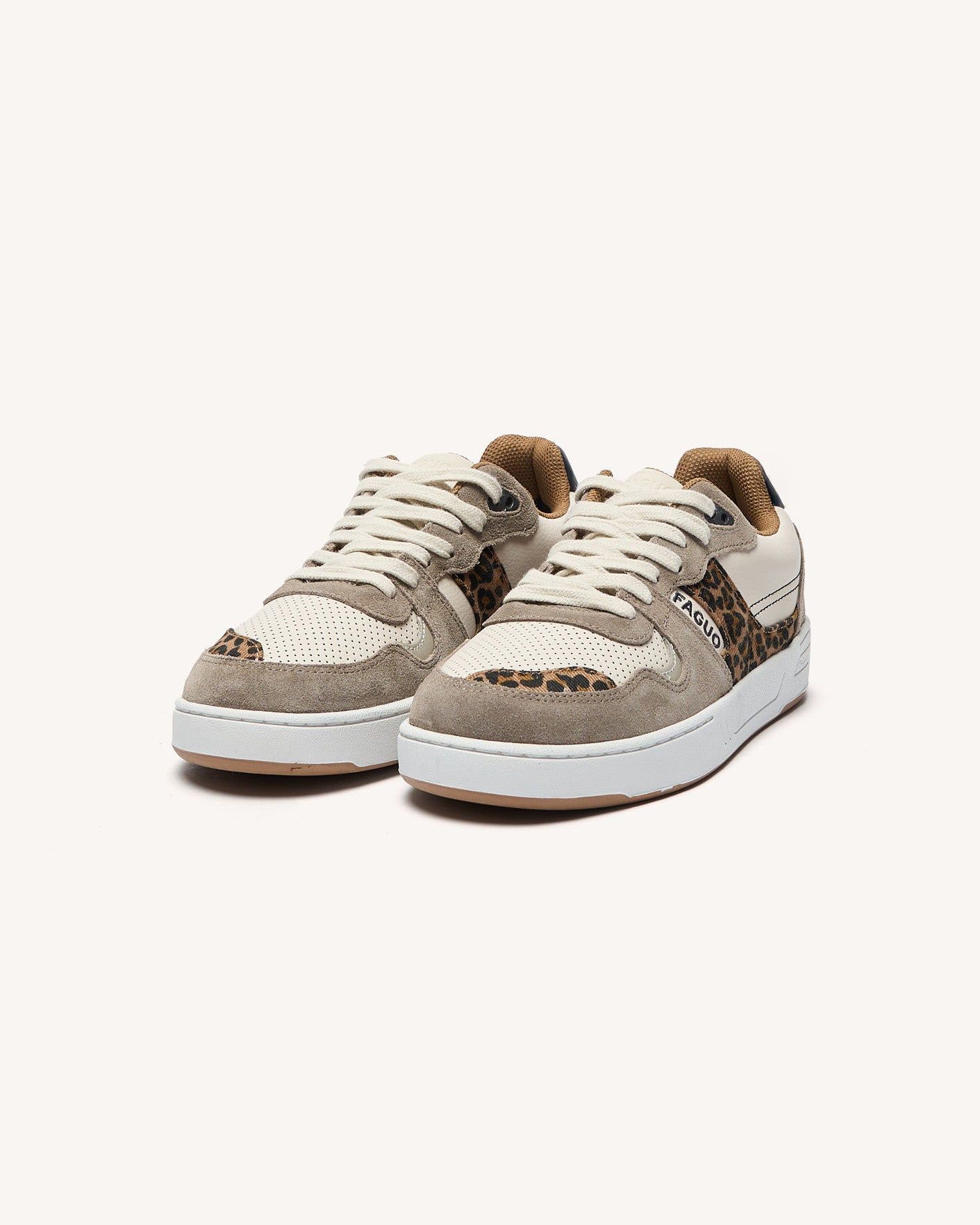 Baskets basses Ceiba Cuir-suede Ecru/taupe/leopard