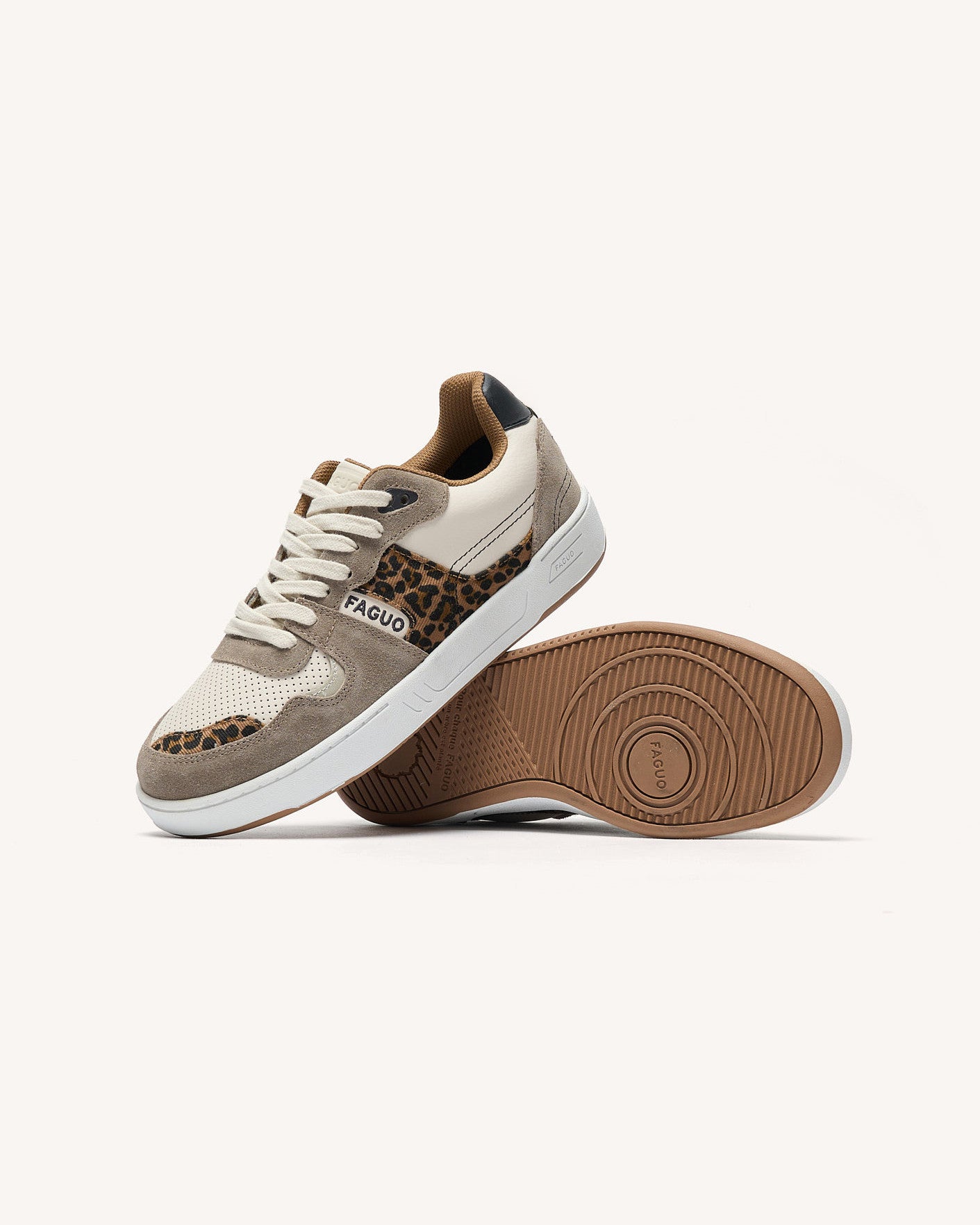 Baskets basses Ceiba Cuir-suede Ecru/taupe/leopard