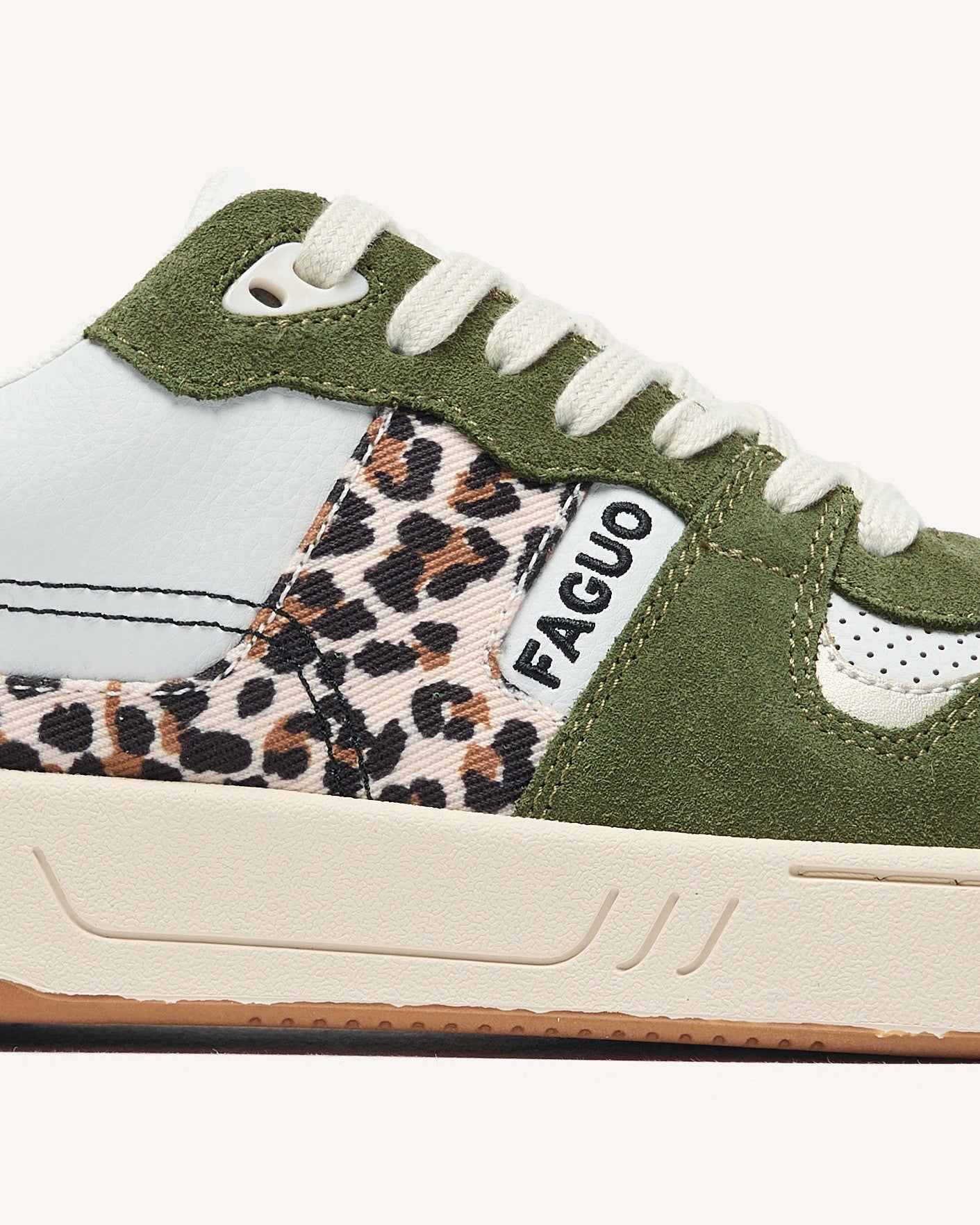 Baskets basses Ceiba Cuir-suede Kaki/leopard