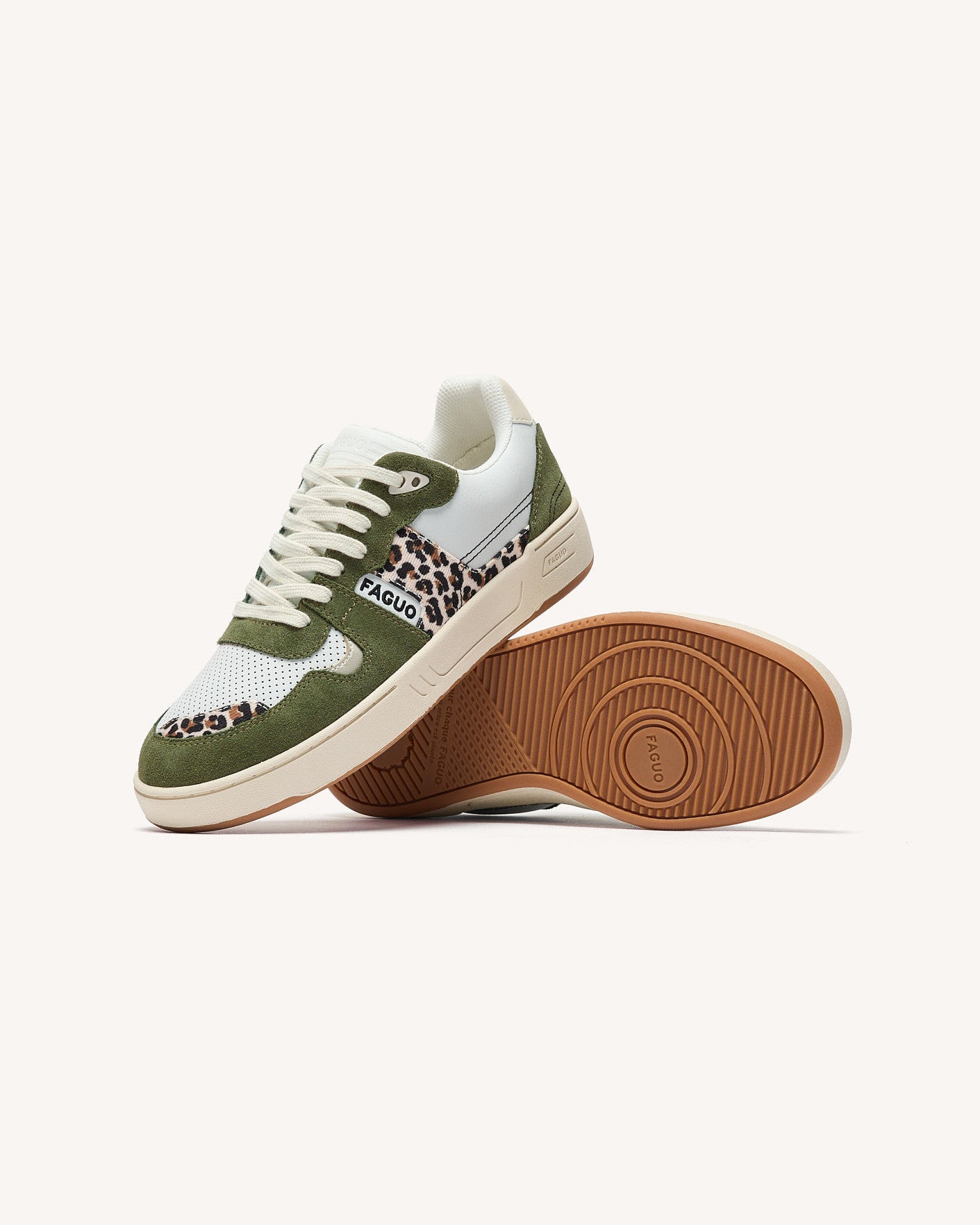 Baskets basses Ceiba Cuir-suede Kaki/leopard