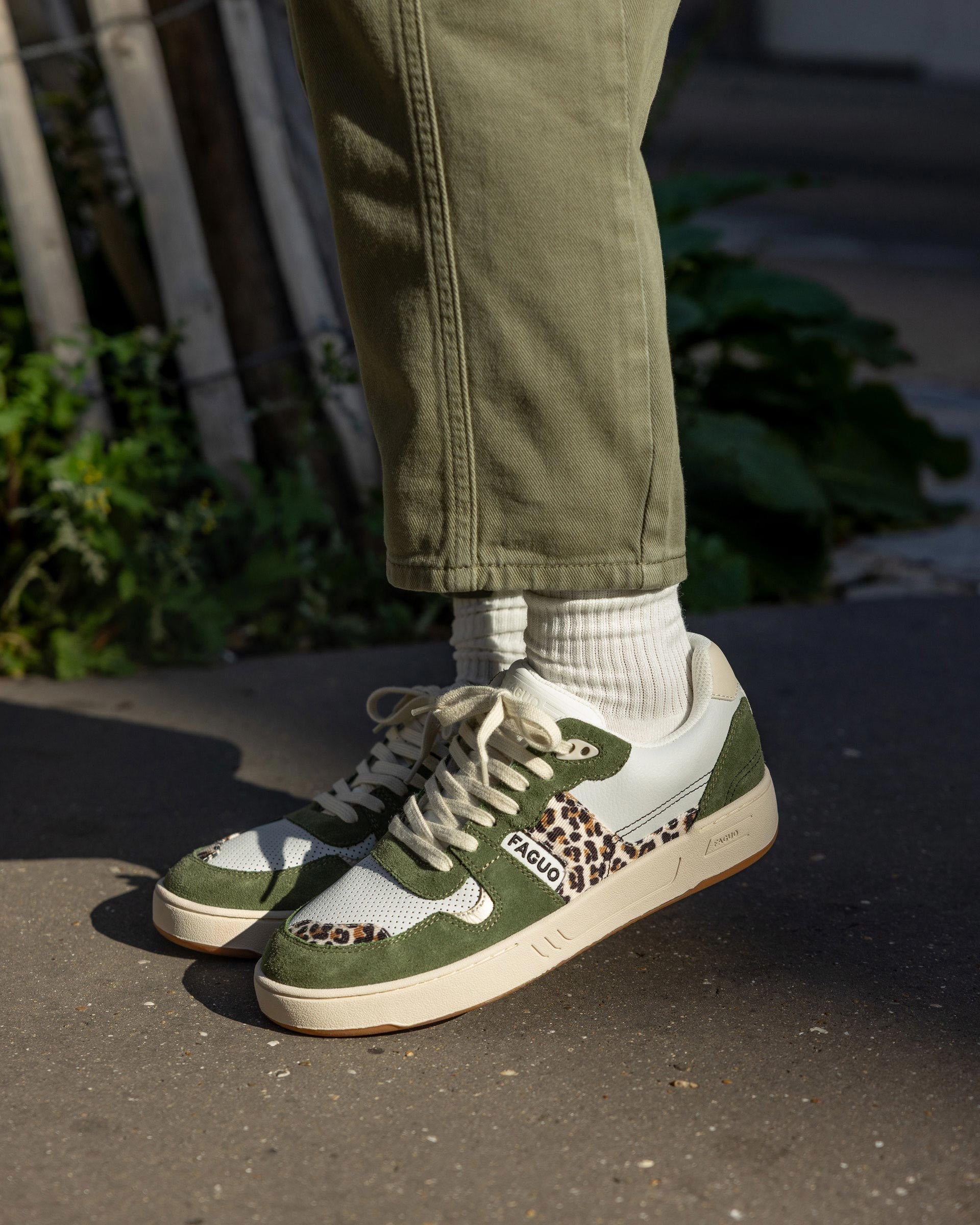 Baskets basses Ceiba Cuir-suede Kaki/leopard