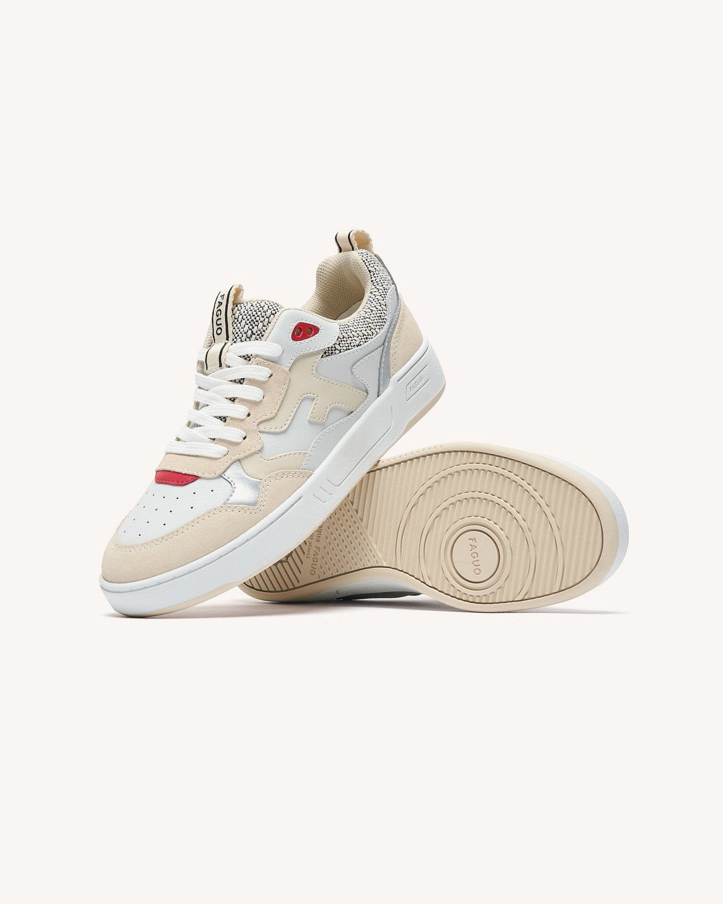 Baskets basses Dahlia Cuir-suede Cream/red