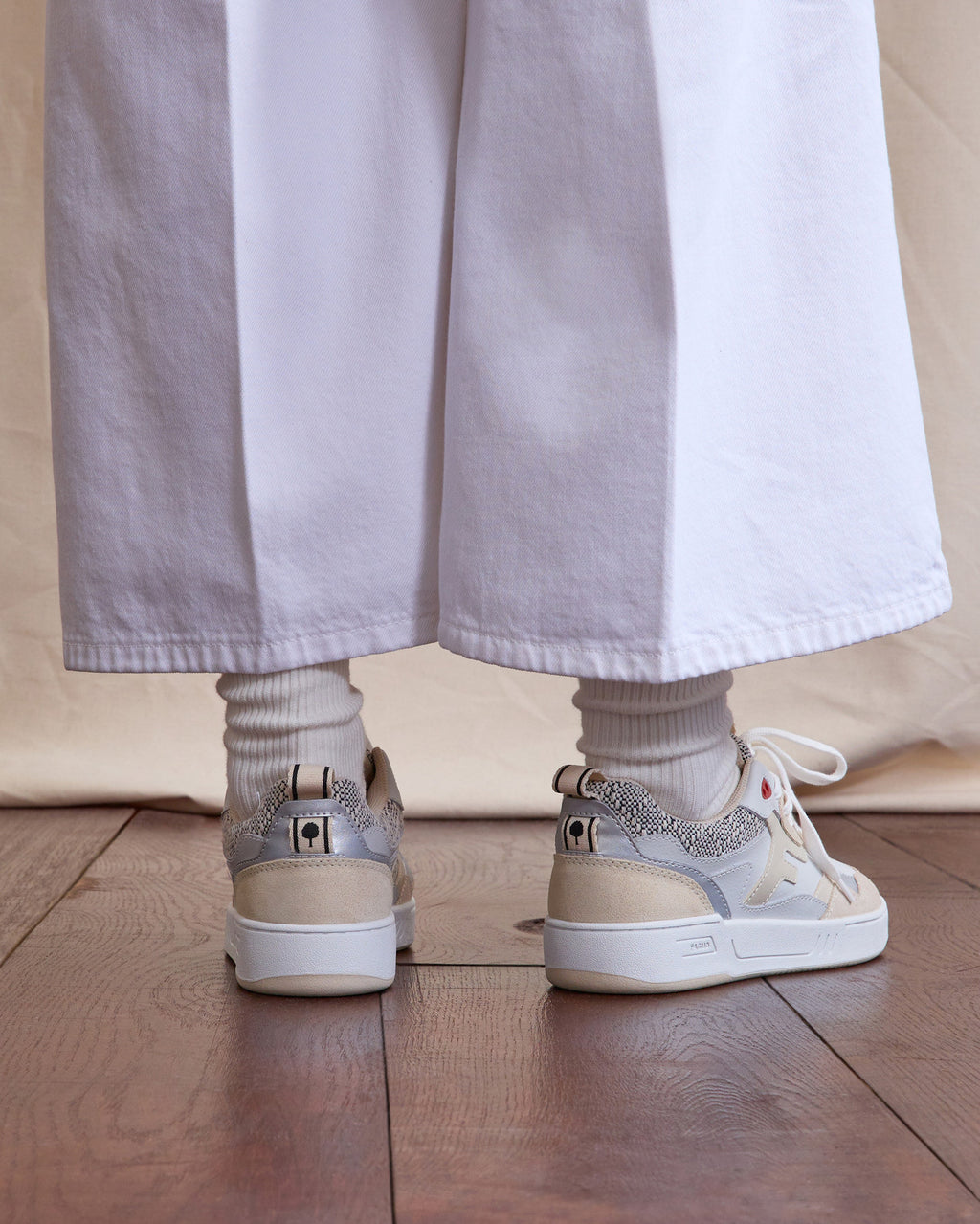 Baskets basses Dahlia Cuir-suede Cream/red