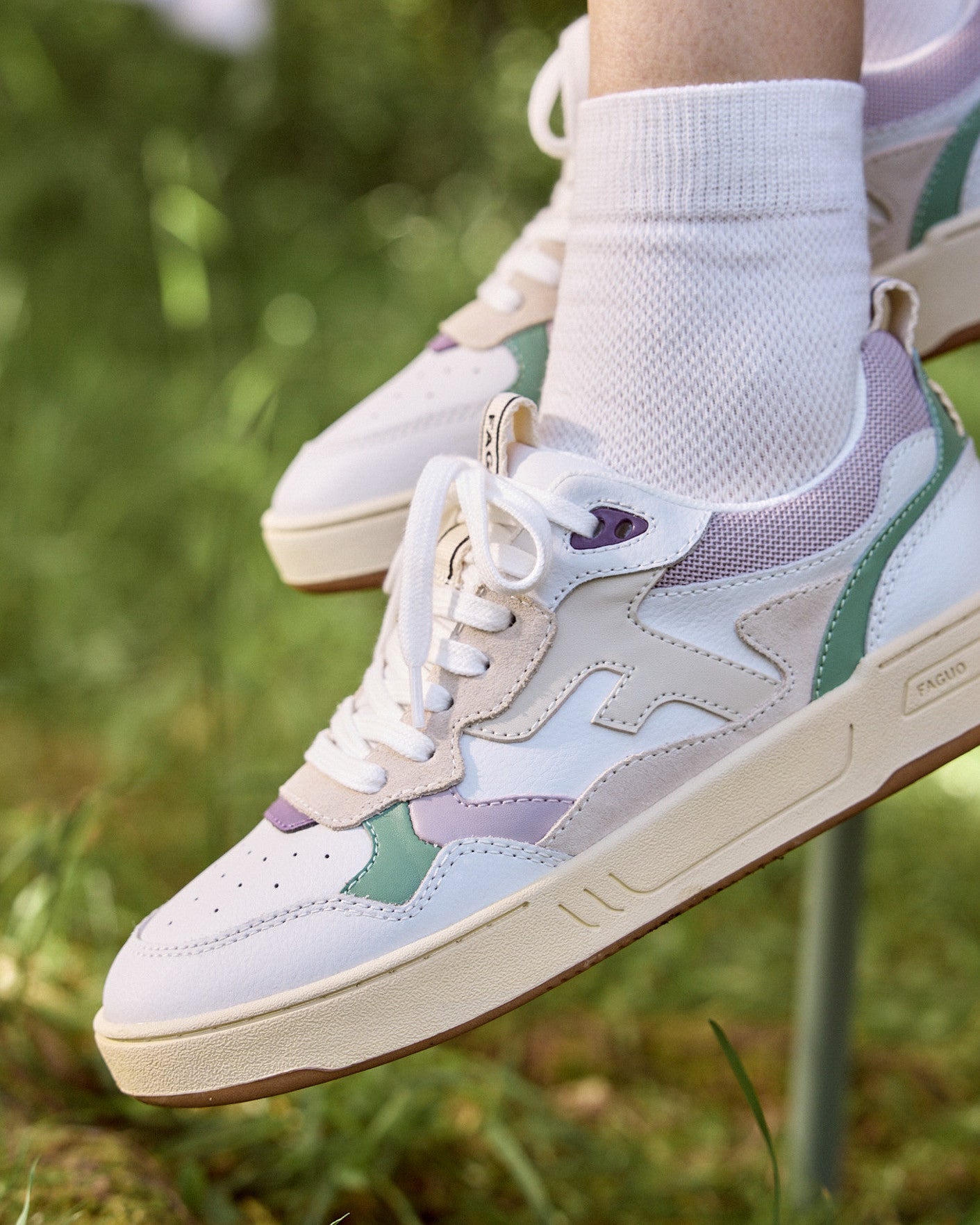 Baskets basses Dahlia Cuir-suede White/rose brown