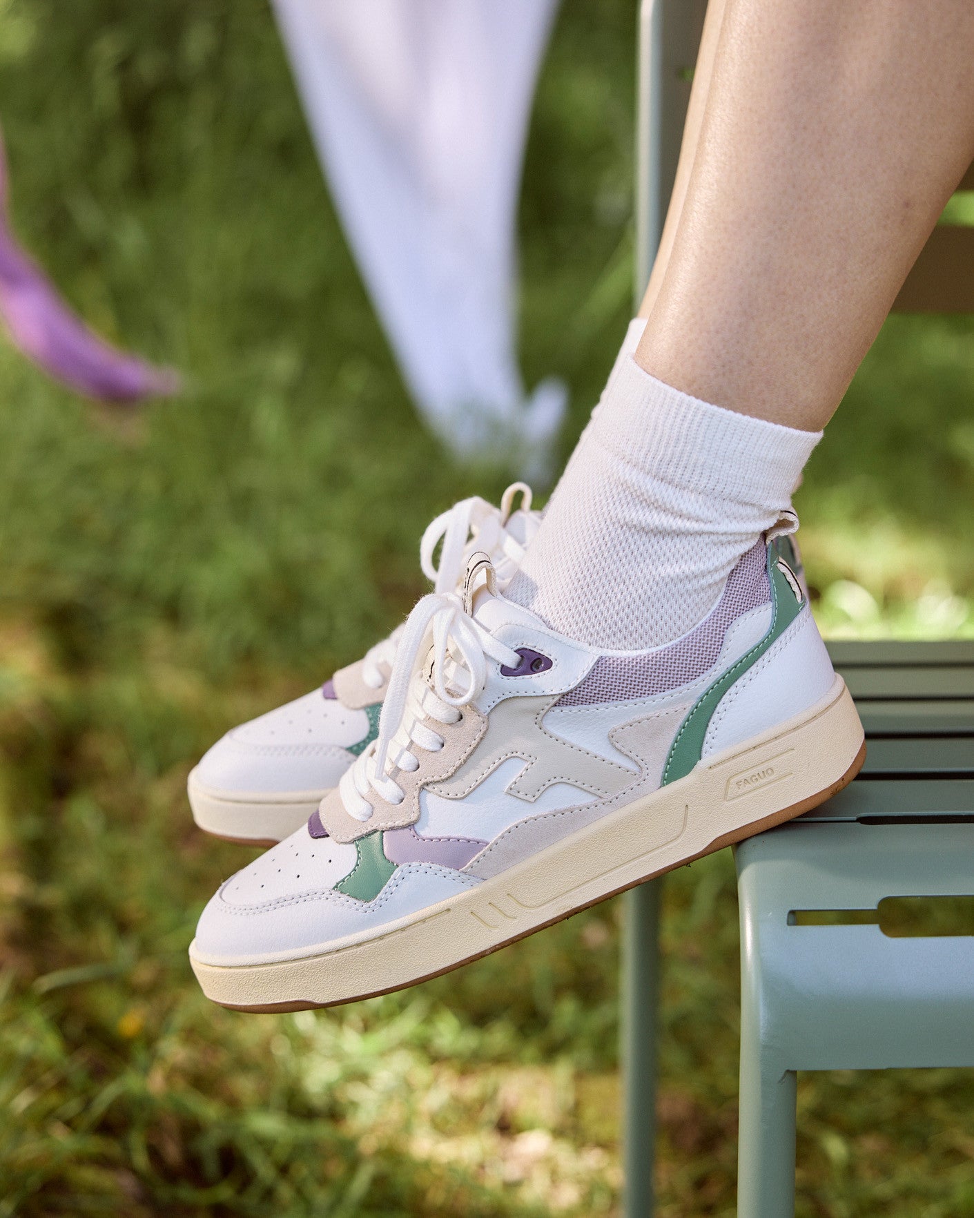 Baskets basses Dahlia Cuir-suede White/rose brown