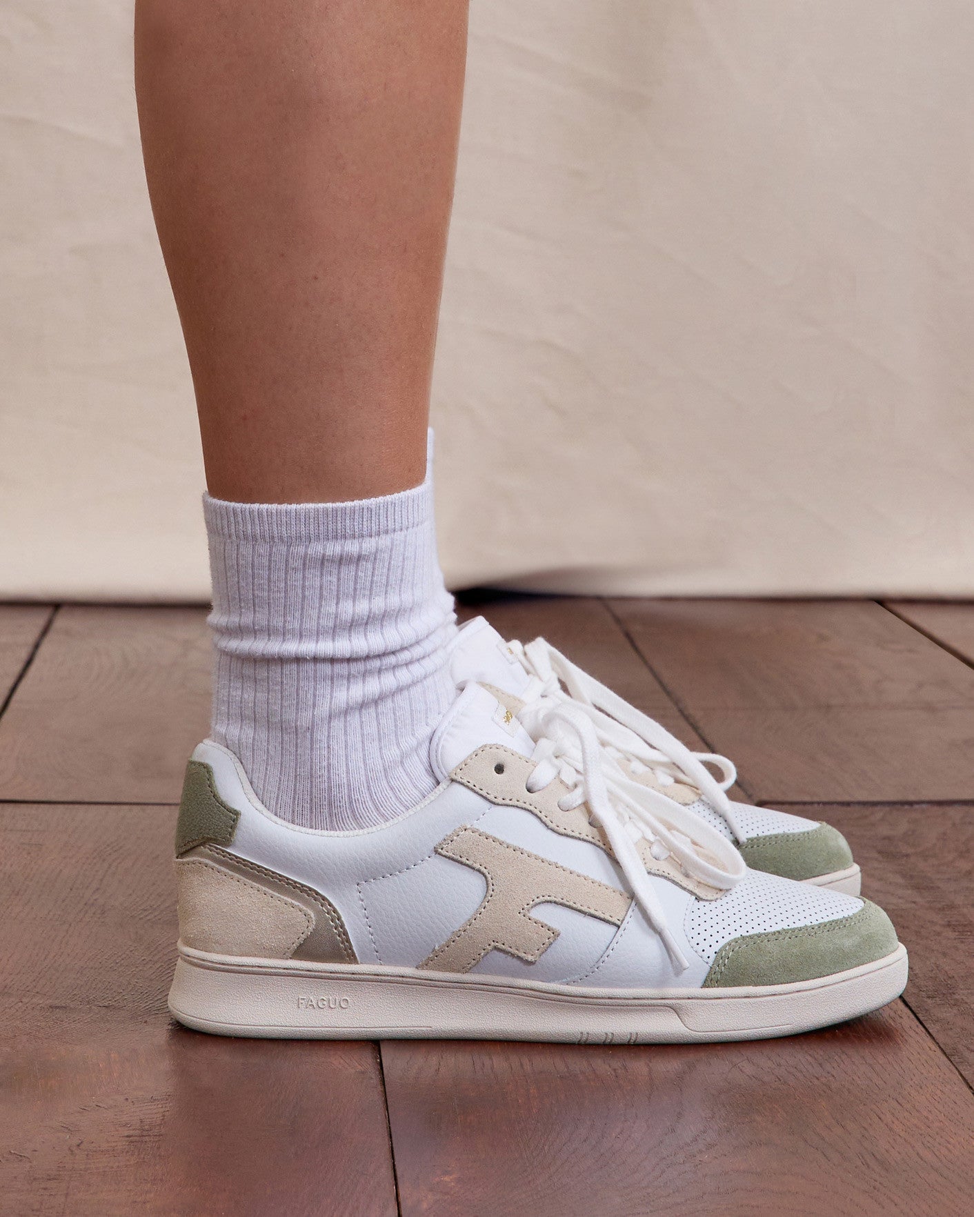 Baskets basses Hazel Cuir-suede White/light kaki