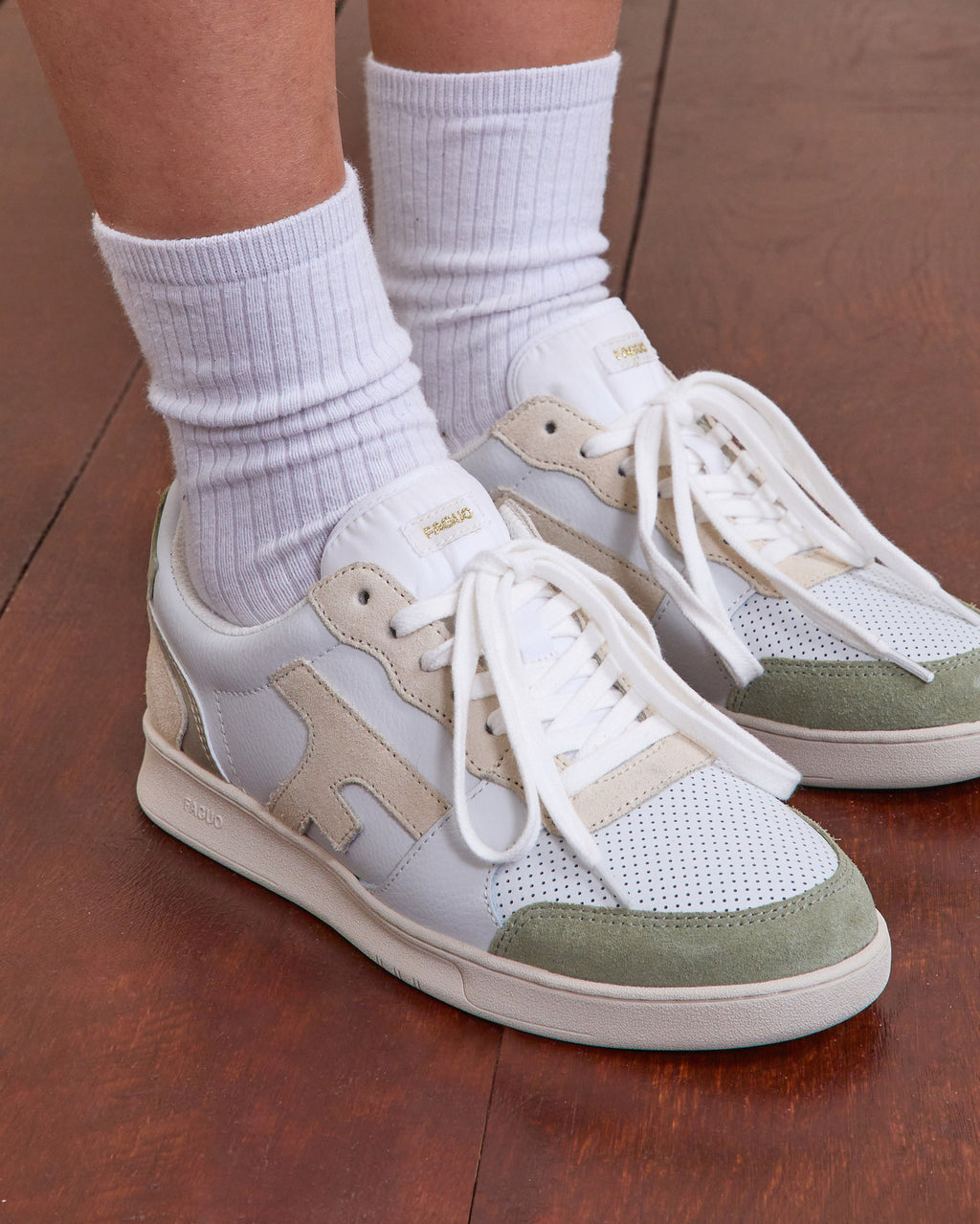 Baskets basses Hazel Cuir-suede White/light kaki