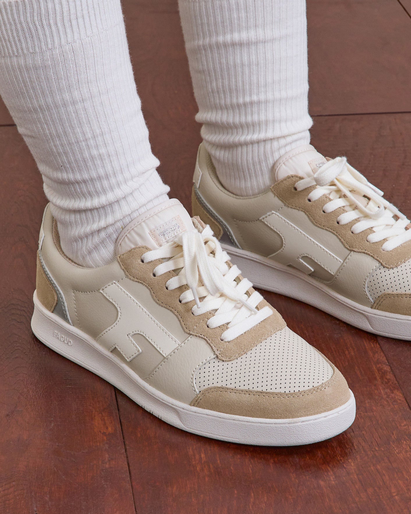 Baskets basses Hazel Cuir-suede Cream/silver