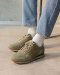 ELM hardloopsneakers van stof en suède, donker kaki