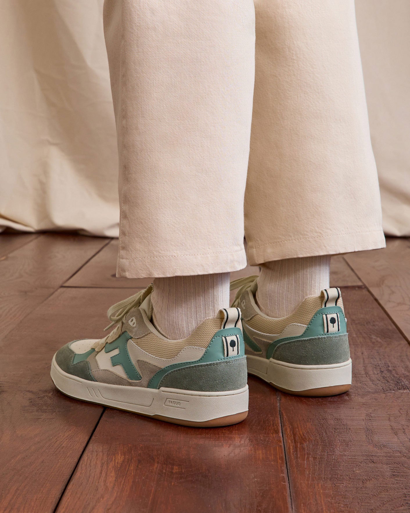 Baskets basses Dahlia Suede-cuir Beige/blue