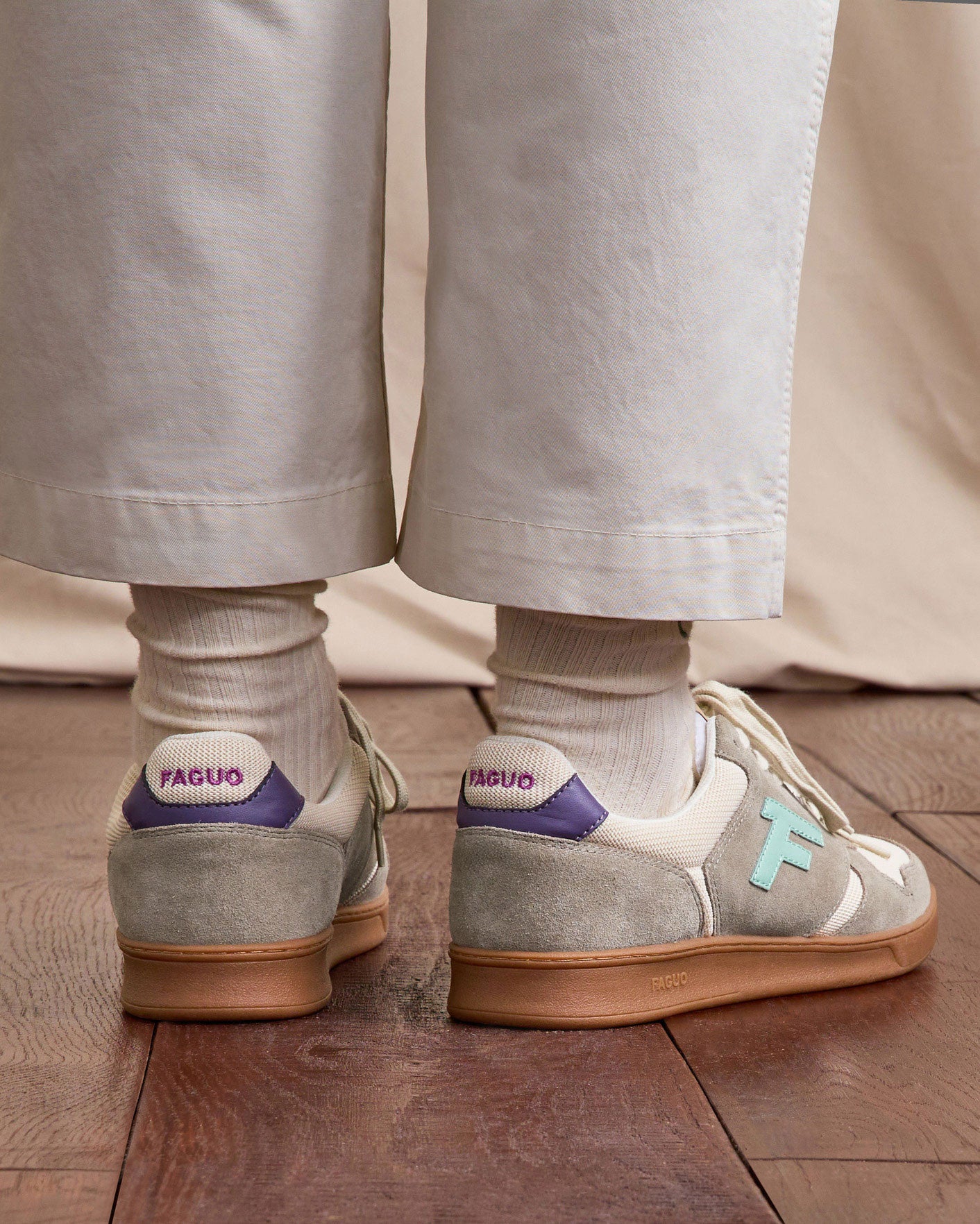 Baskets basses Palmer Suede-tissu Beige/light kaki