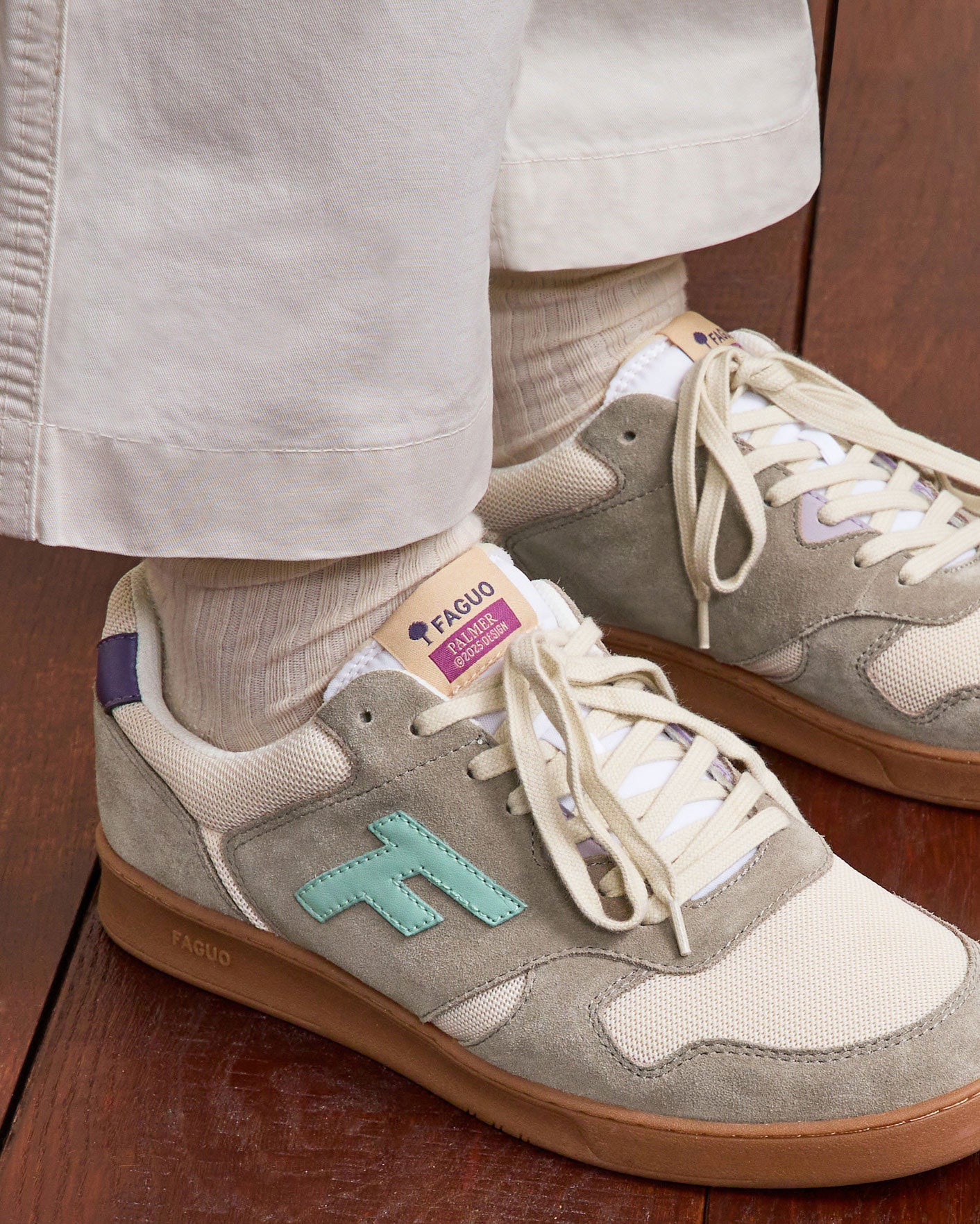 Baskets basses Palmer Suede-tissu Beige/light kaki