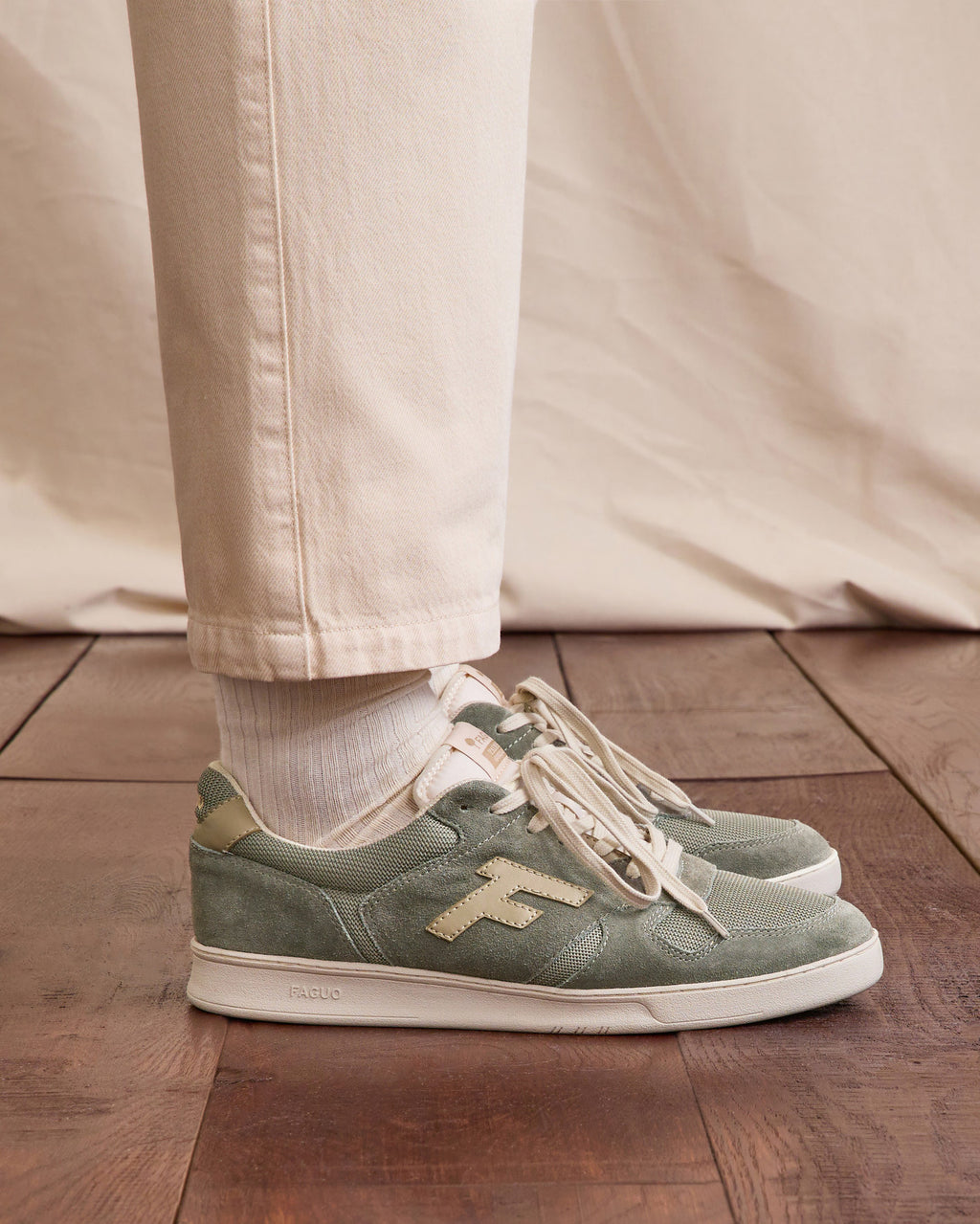 Baskets basses Palmer Suede-tissu Dark kaki