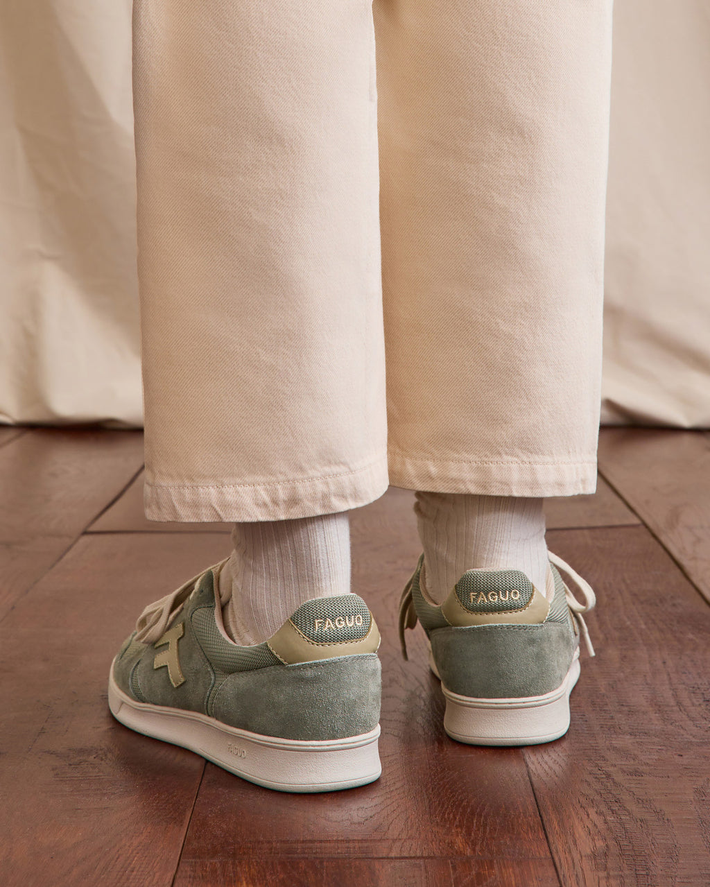 Baskets basses Palmer Suede-tissu Dark kaki