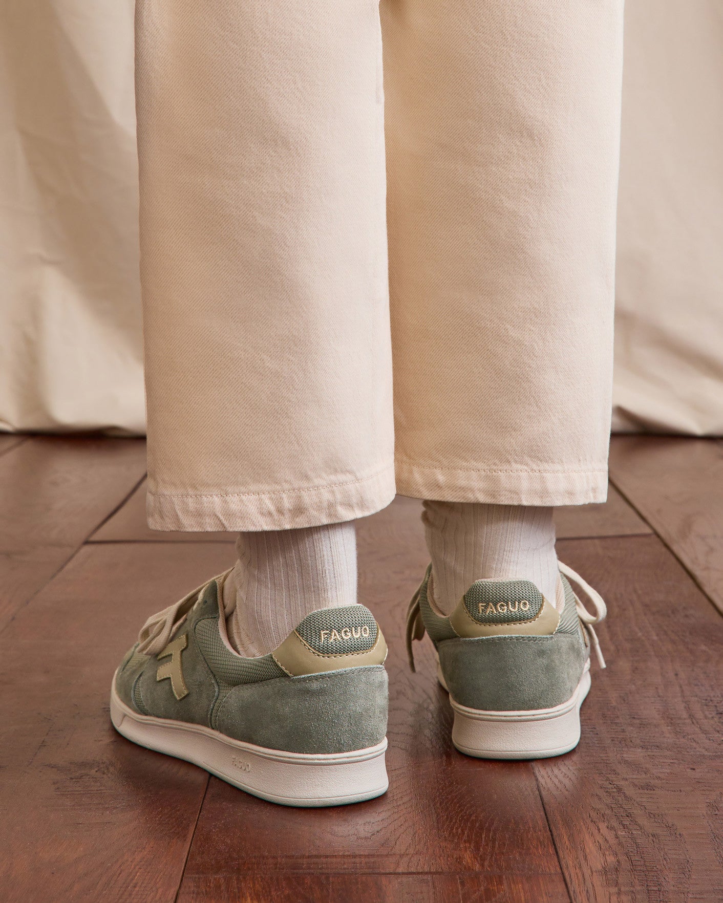Baskets basses Palmer Suede-tissu Dark kaki