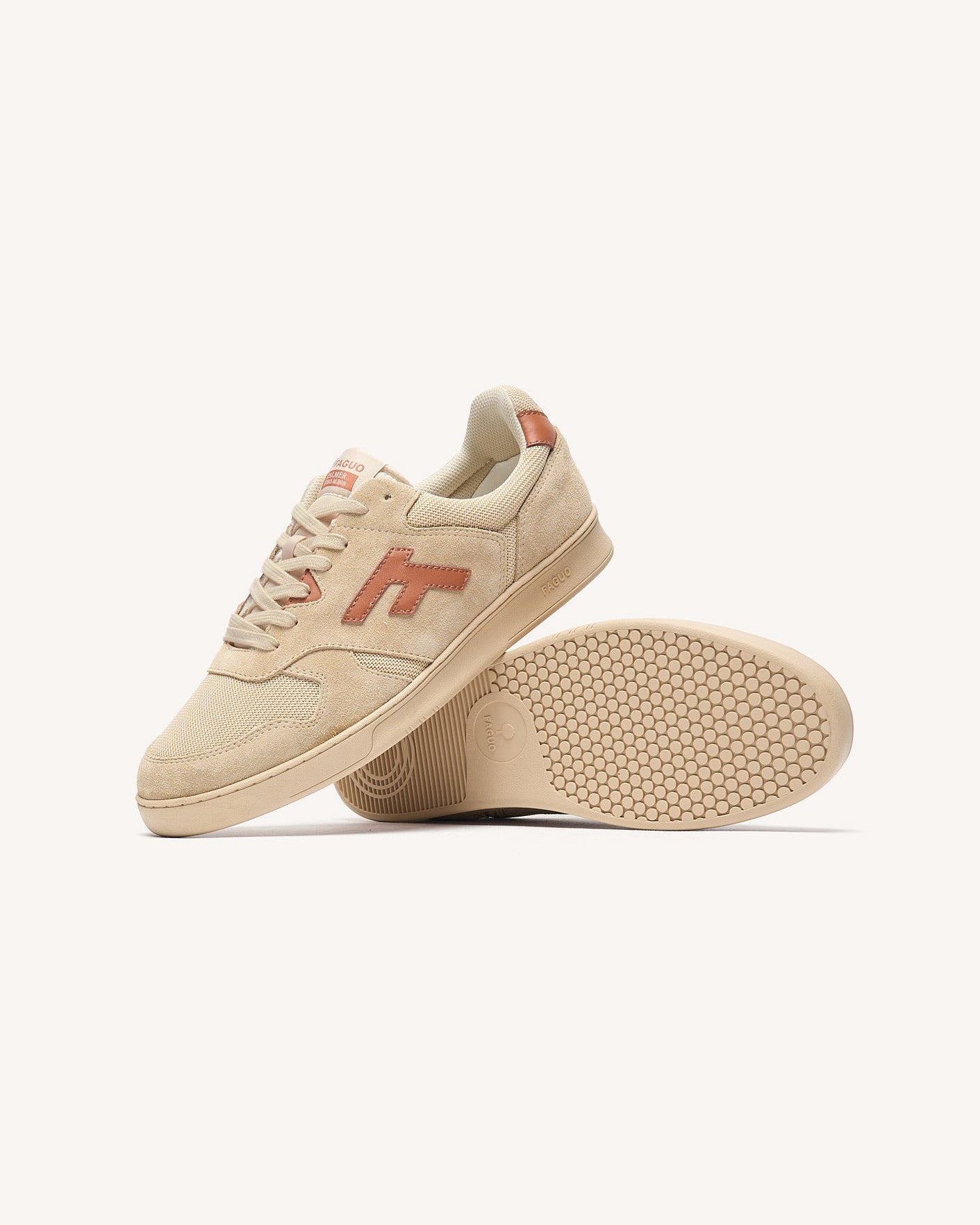Baskets basses Palmer Suede-tissu Beige/rust