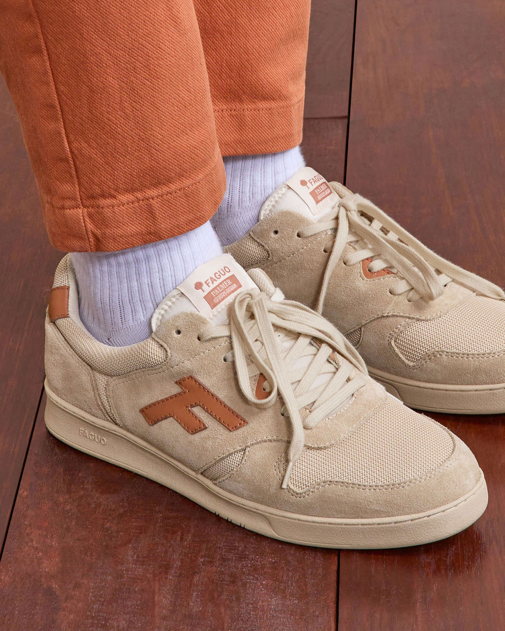 Baskets basses Palmer Suede-tissu Beige/rust