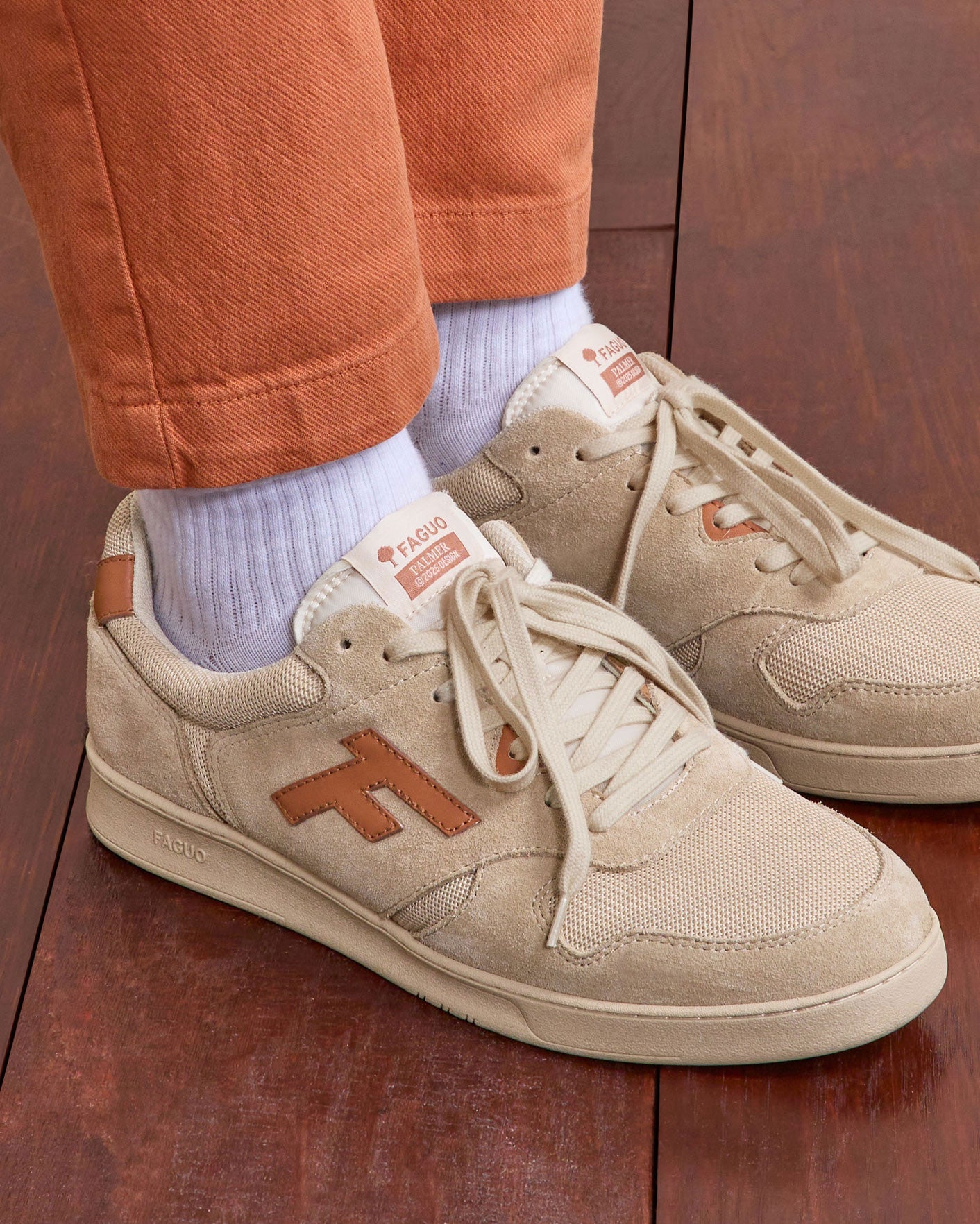Baskets basses Palmer Suede-tissu Beige/rust