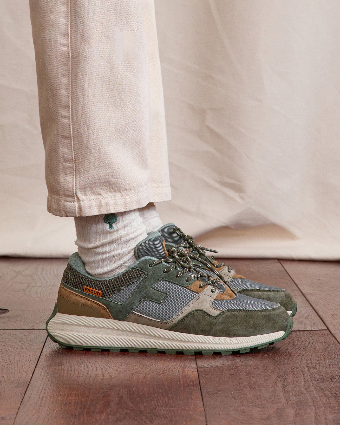 Running Limwood Suede-fabric Khaki/camel